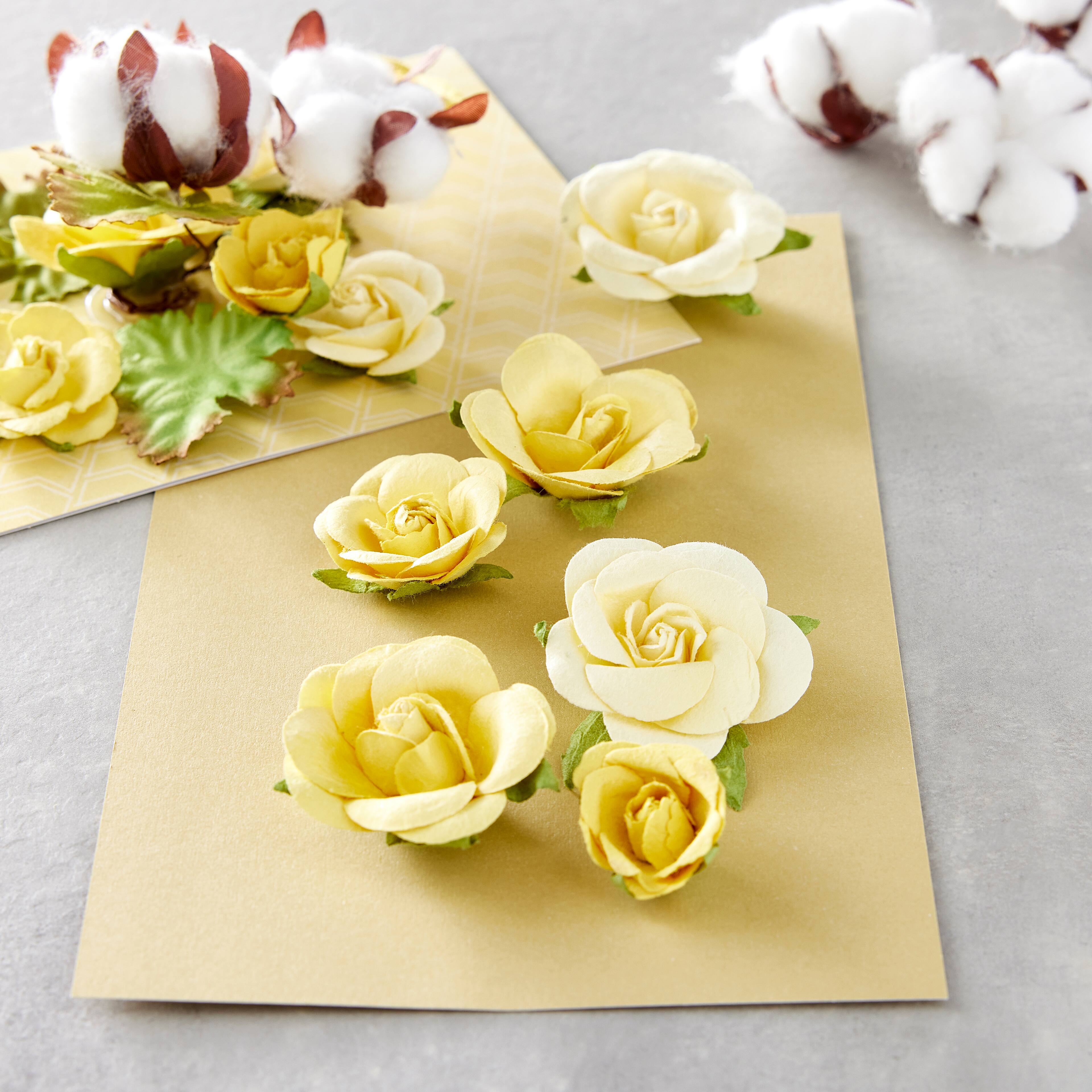 12 Packs: 12 ct. (144 total) Signature™ Yellow Sweetwater Rose Embellishments by Recollections™