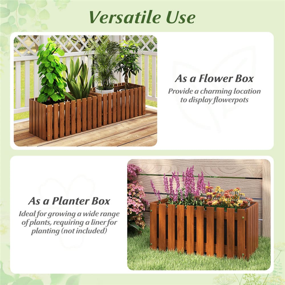 Costway Solid Wood Patio Furniture Slat Style Flower Planter Box