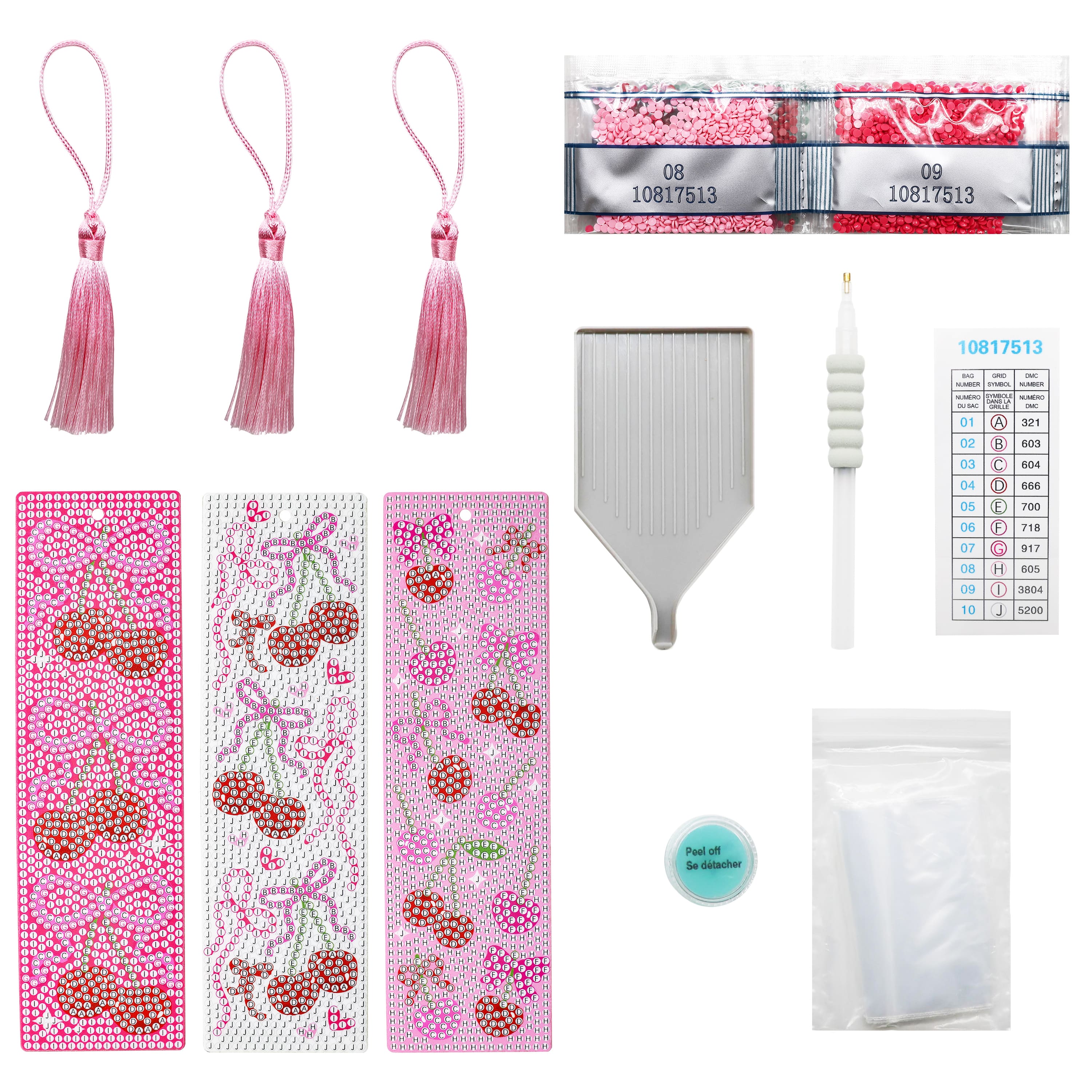 Cherries 3-Piece Diamond Art Bookmark Kit by Make Market®