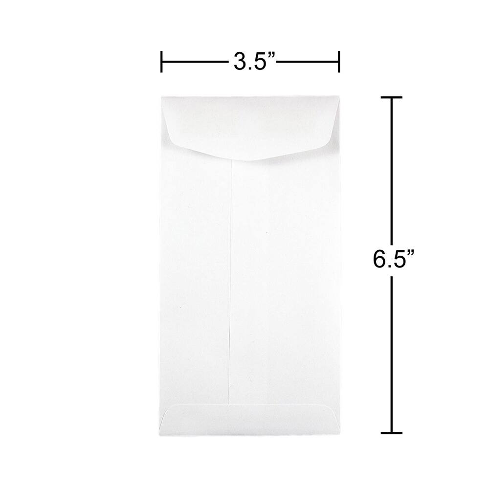 JAM Paper 3.5" x 6.5" White Coin Business Envelopes