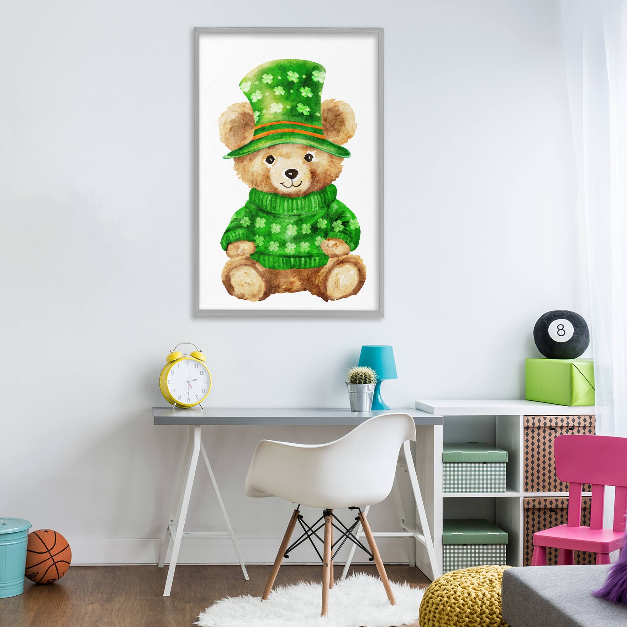 Stupell Industries St. Patty's Day Bear Framed Giclee Wall Art