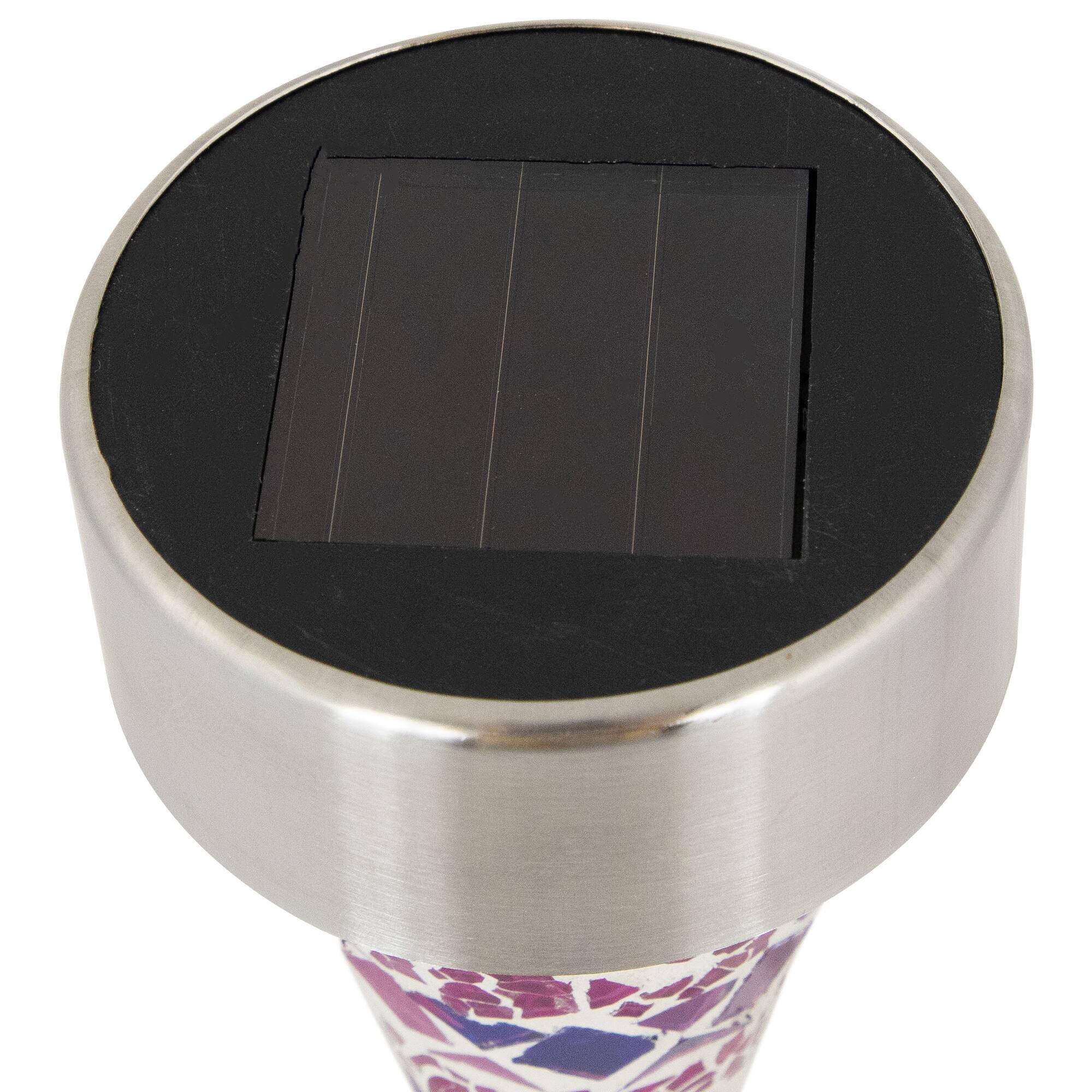 15.5" Purple Mosaic Stained Glass Solar Powered LED Pathway Markers