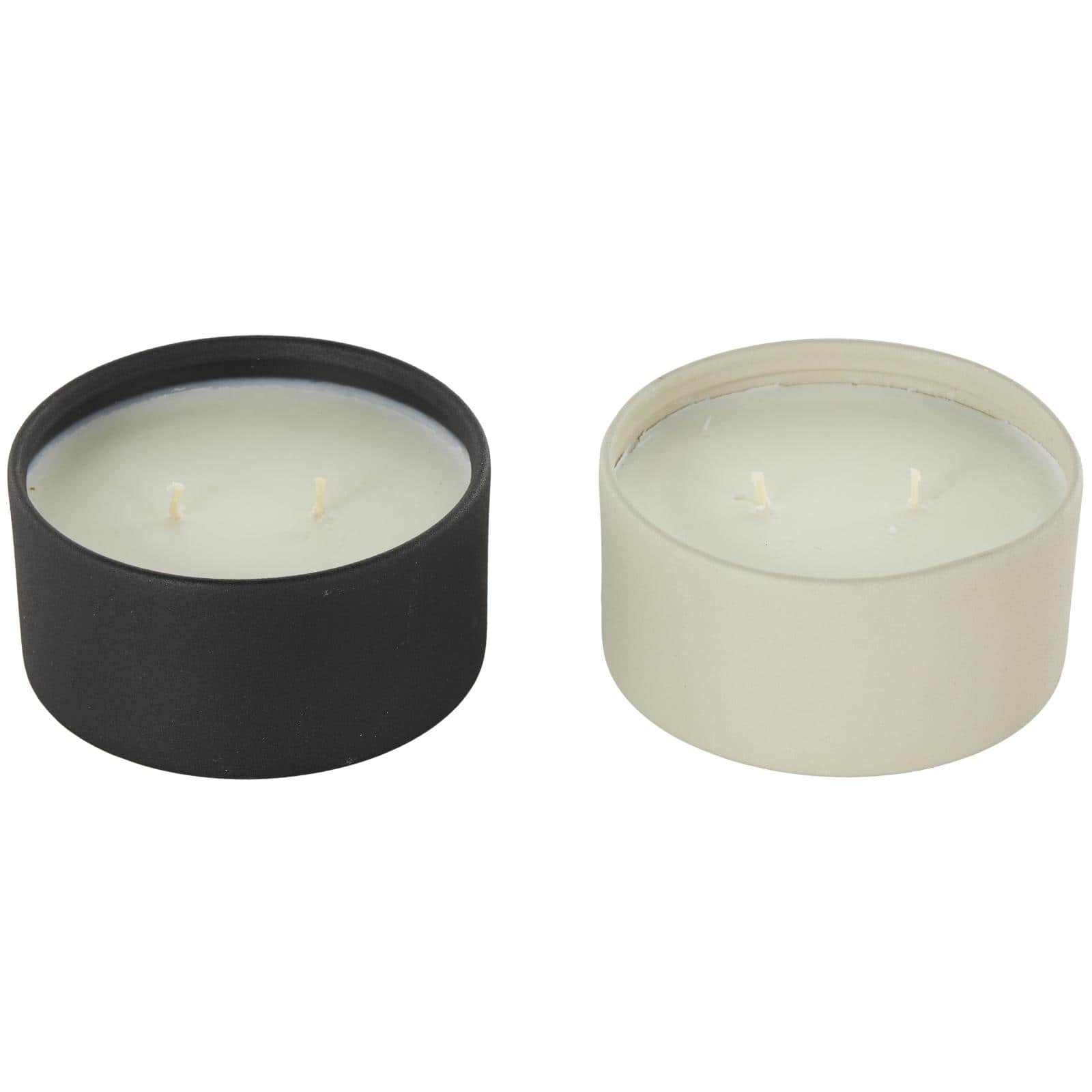 1.8 lb. Black & White Apple Cinnamon & Creamy Vanilla Swirl Scented Metal Textured Wick Candle Set