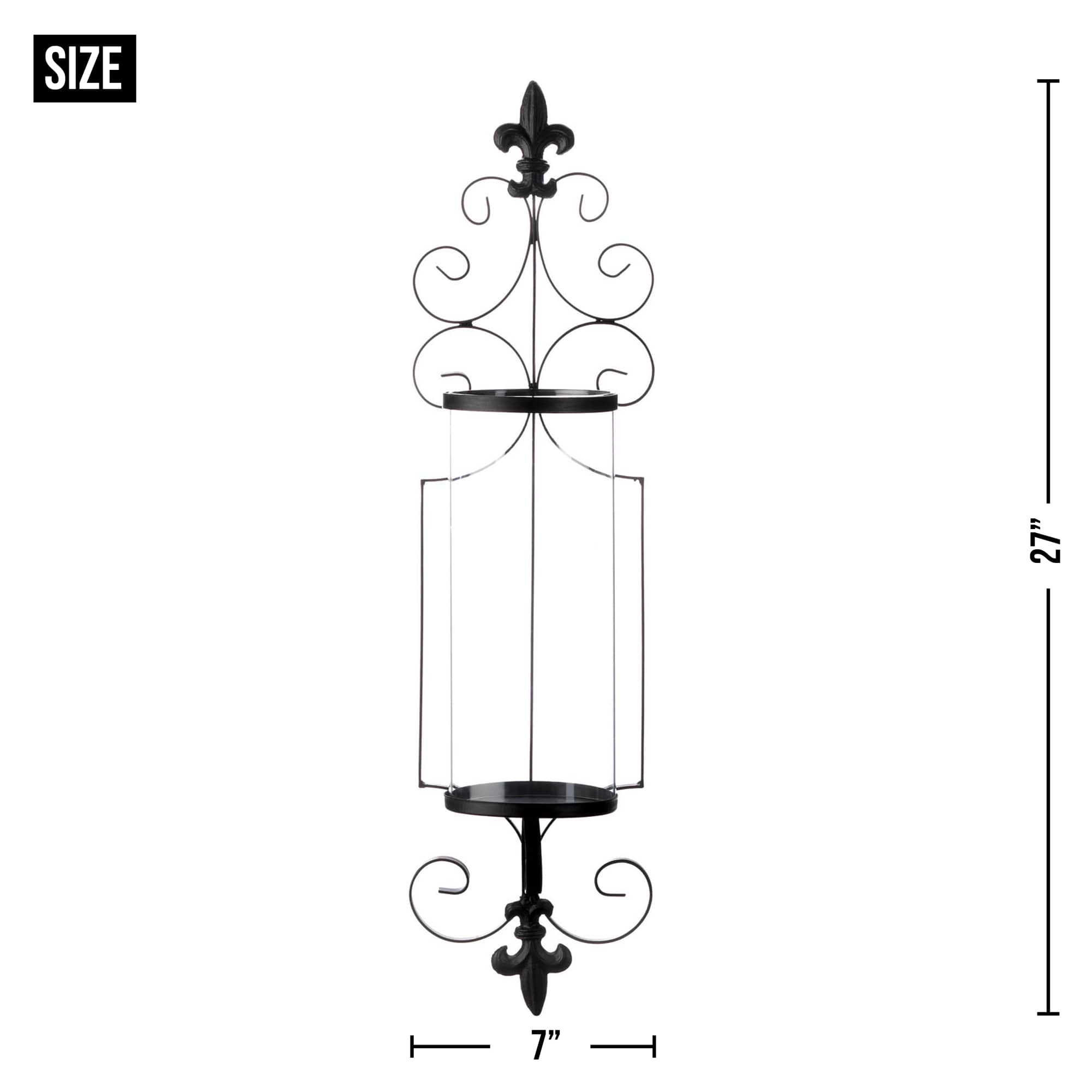 27" Fleur-De-Lis Candle Wall Sconce