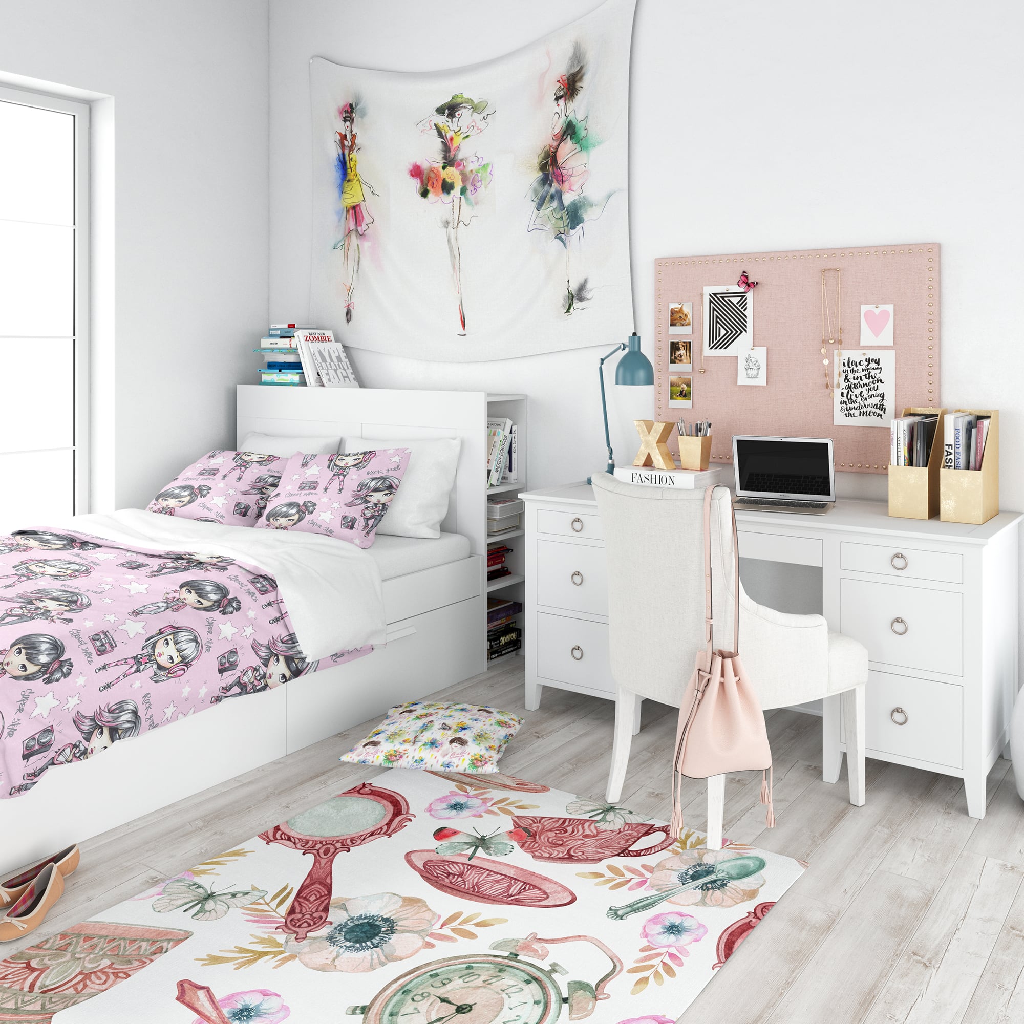 Designart 'Rock Girl Super Star Street Dance' Modern Teen Bedding Set