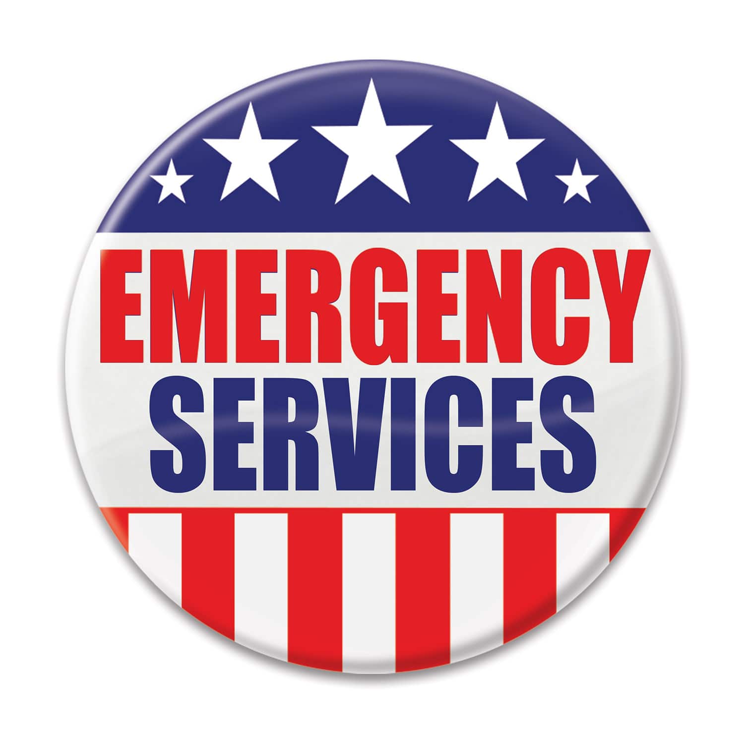 Beistle 2" Red, White & Blue Emergency Services Buttons, 6ct.