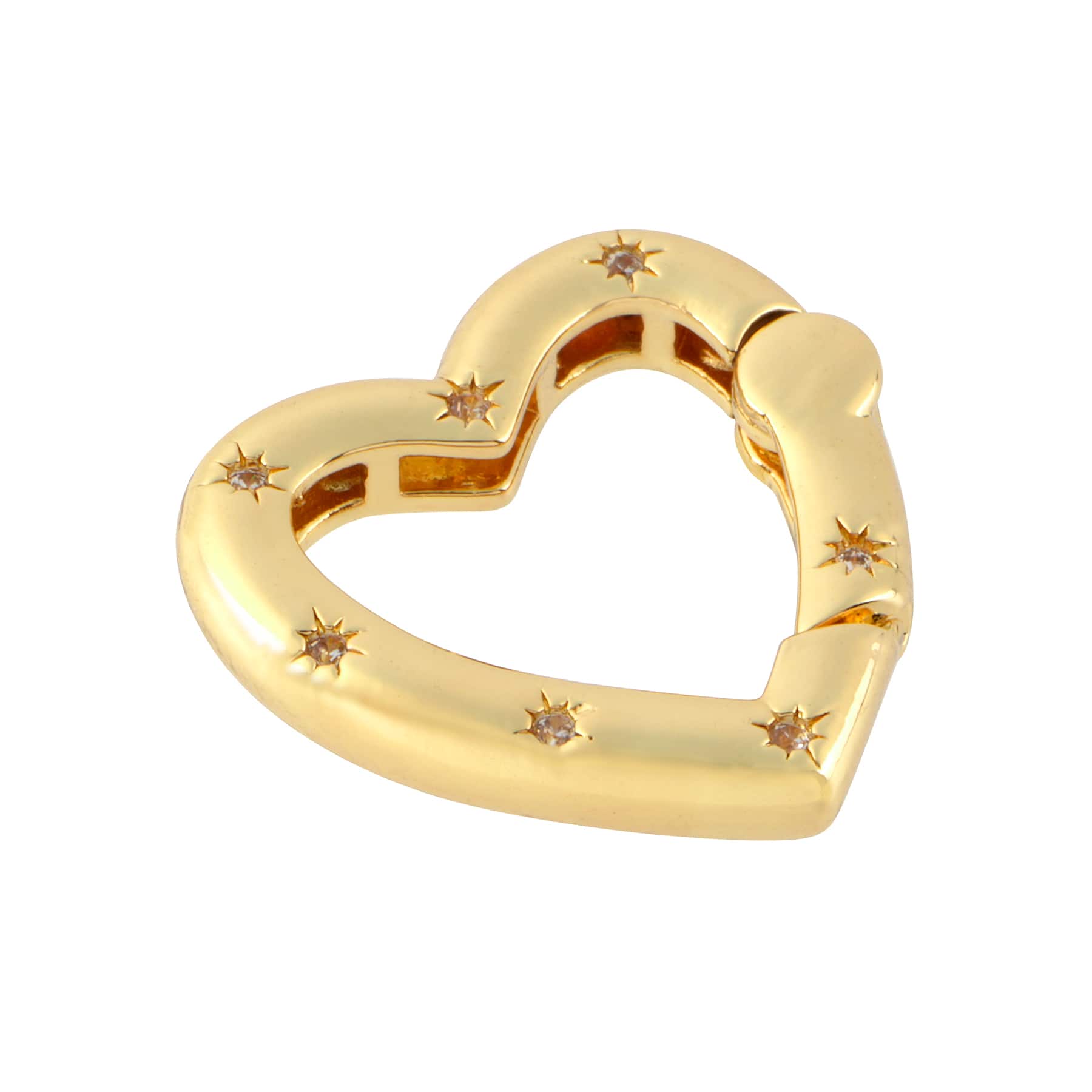 18mm Gem-Studded Metal Heart Clasp Charm Connector by Bead Landing