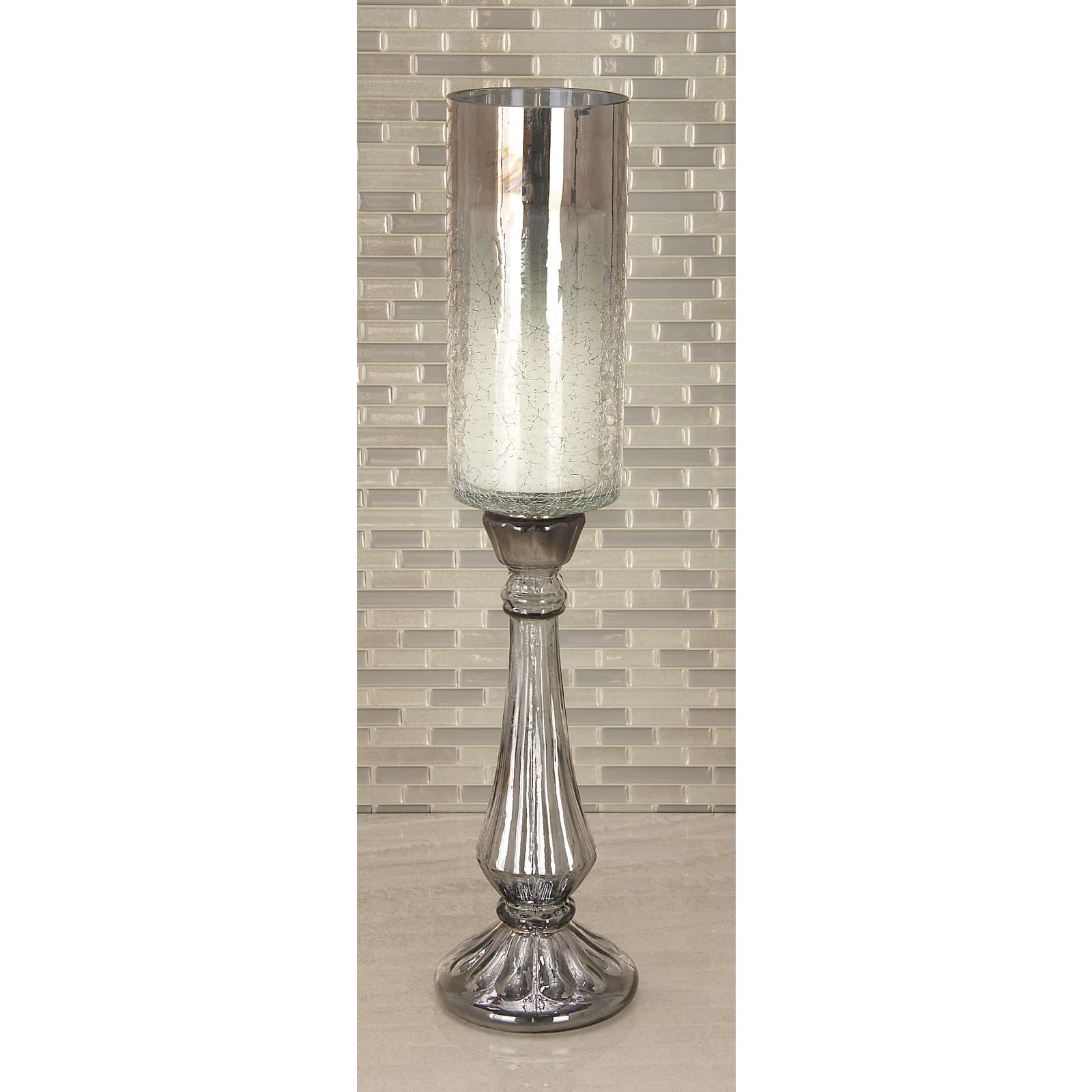 21" Black Glass Traditional Candle Holder