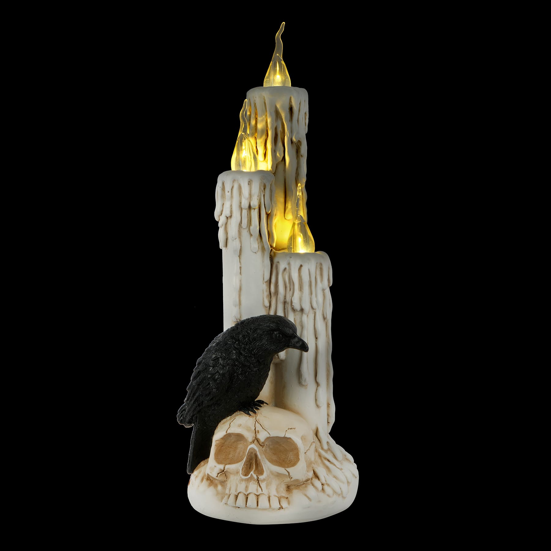 11" LED Lighted Skull & Raven Candle by Ashland®