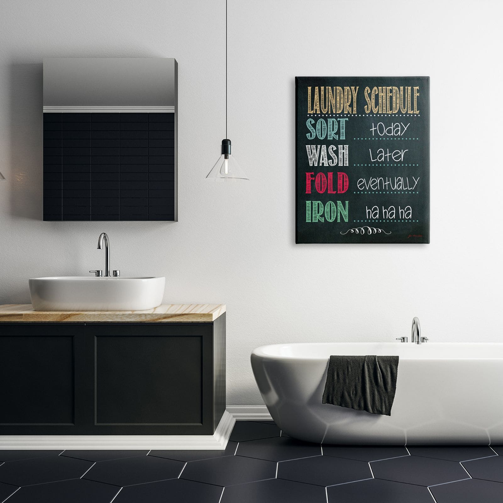Stupell Industries Stupell Industries Laundry Schedule Chalkboard Bathroom Wall Art Canvas Wall Art
