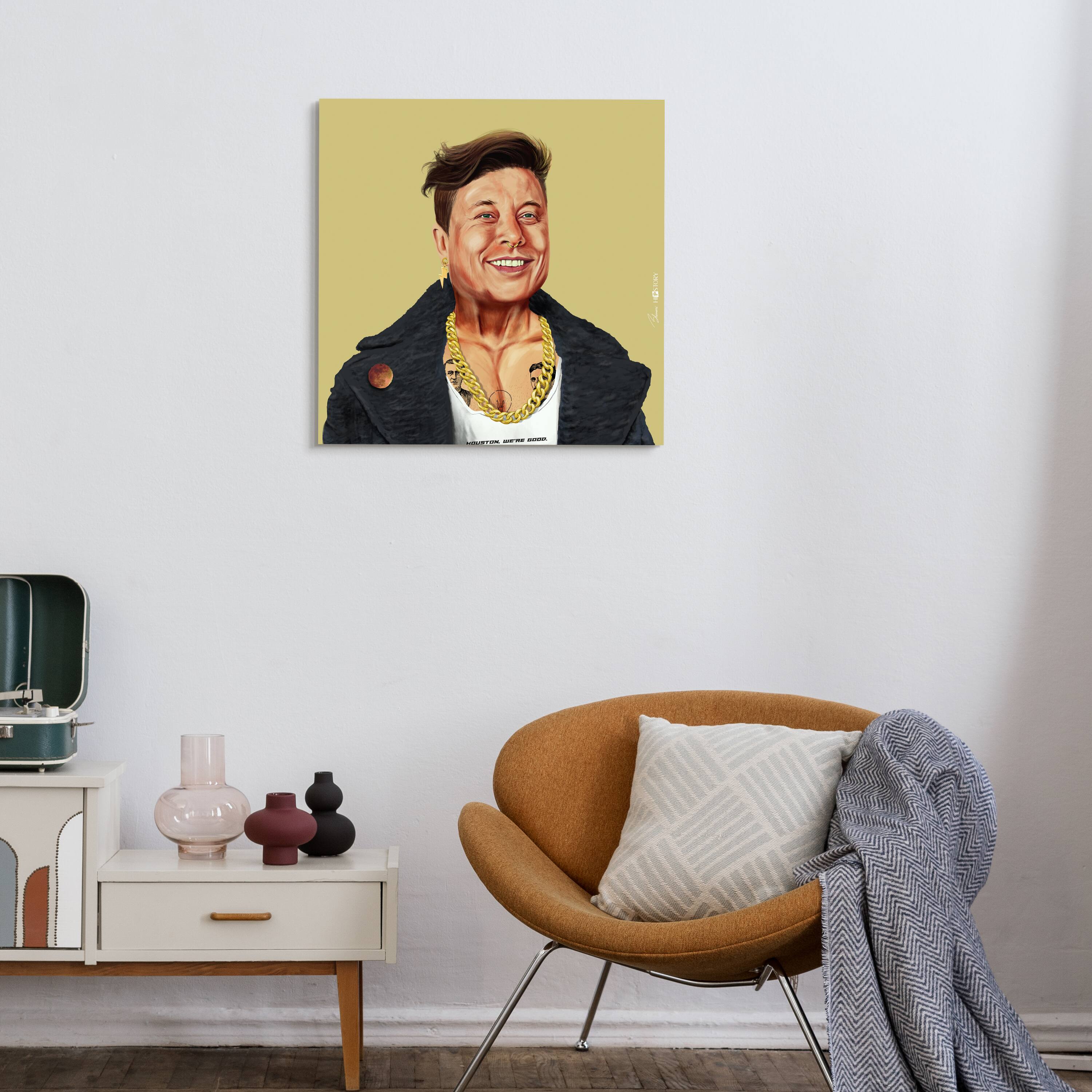Empire Art Direct Hipstory™ 24" x 24" Hip Elon Frameless Free Floating Printed Tempered Glass Wall Art