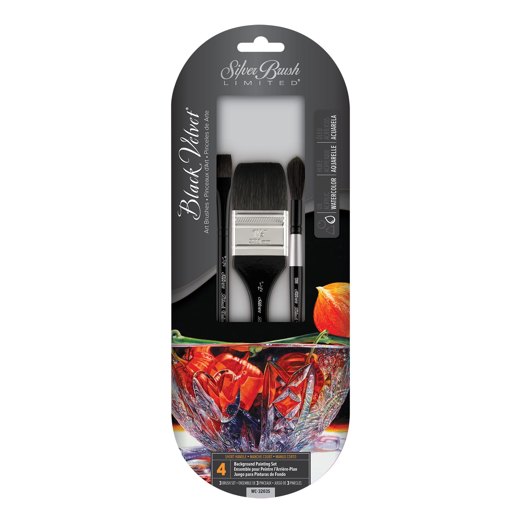 Silver Brush Limited Black Velvet® 3 Piece Best Plein Air Watercolor Brush Set