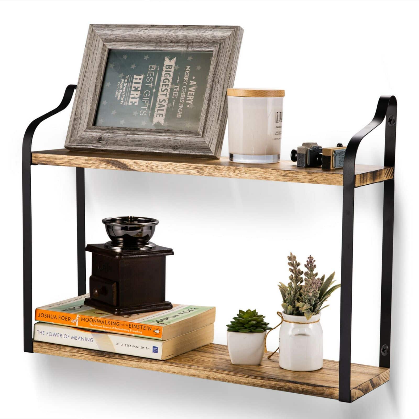 NEX™ 2-Tier Floating Wall-Mounted Rustic Wood Storage Shelf