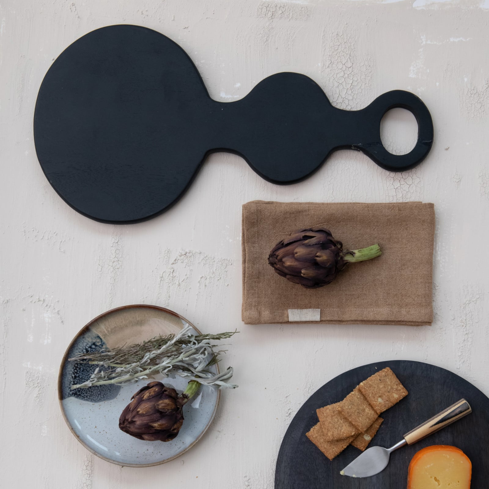 Hello Honey® 19.75" Black Avant-Garde Mango Wood Cheese & Cutting Board
