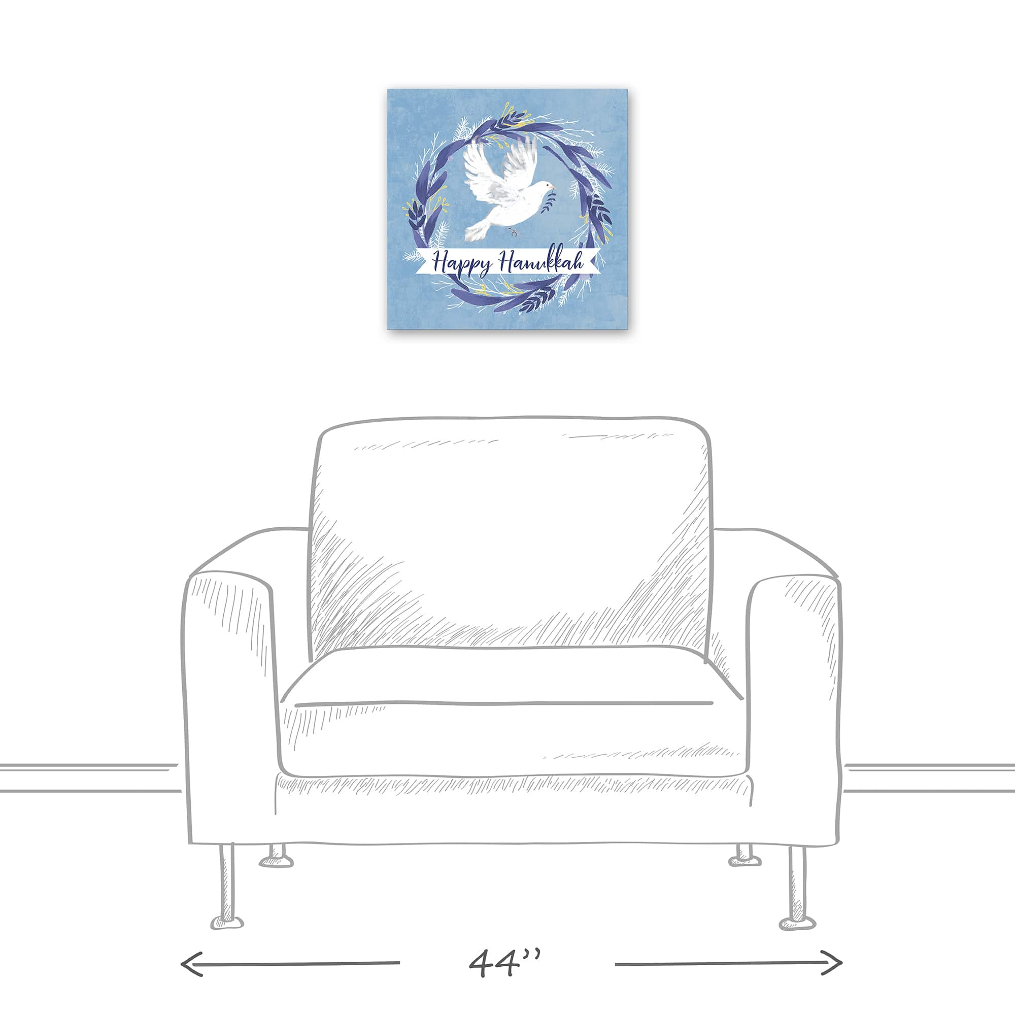 Happy Hanukkah Dove 16x16 Canvas Wall Art