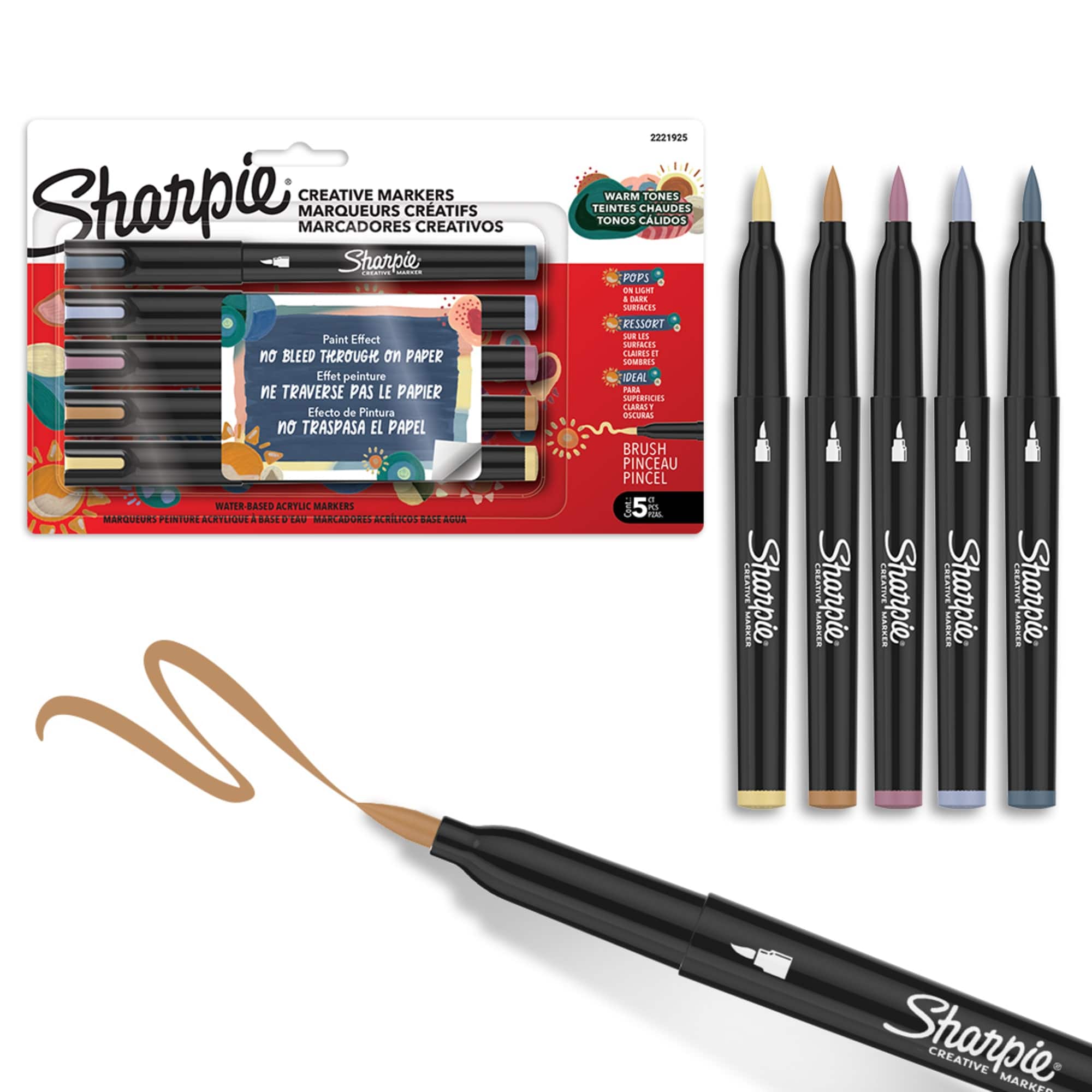 Sharpie® Brush Tip 5 Color Warm Tones Creative Marker Set