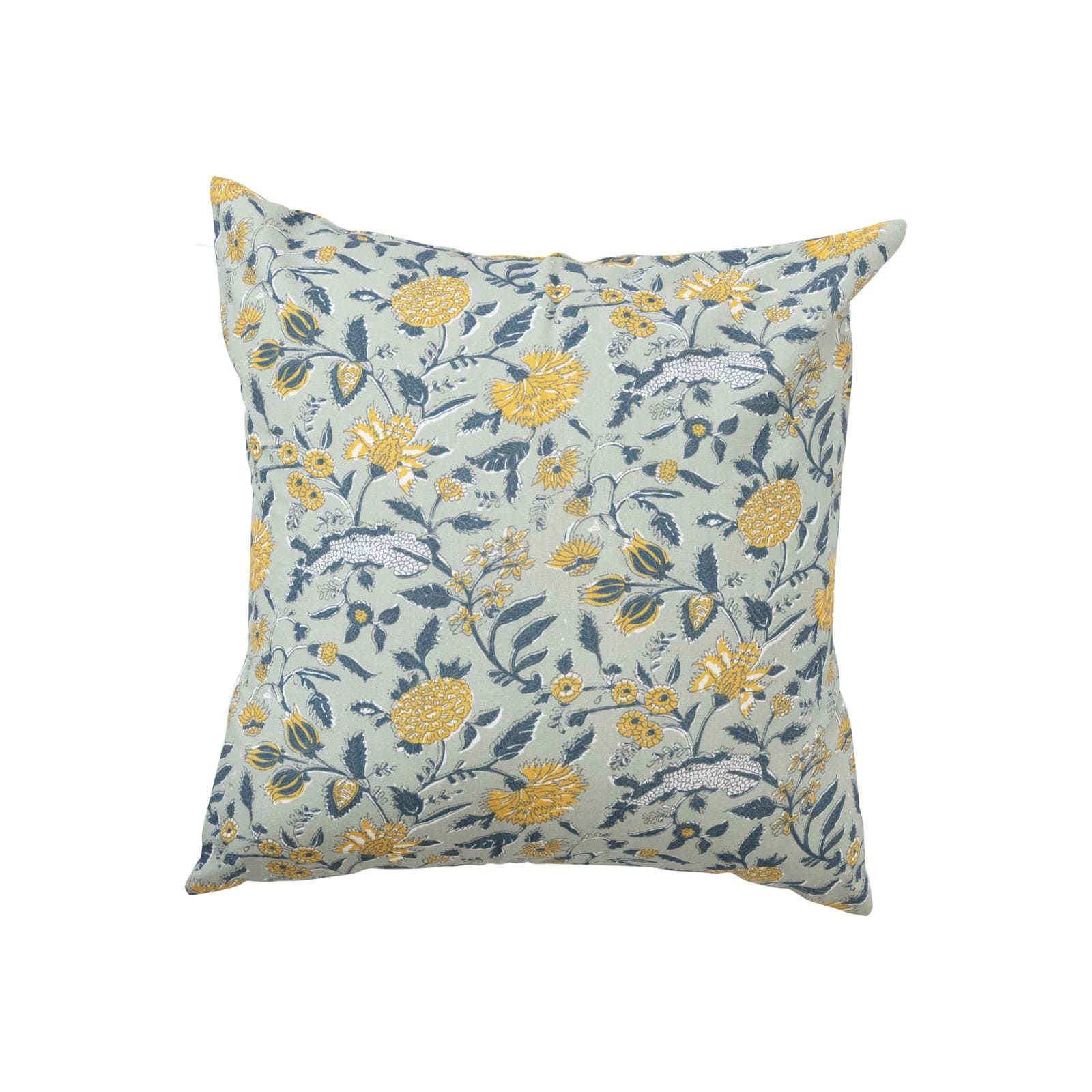 Hello Honey® Blue, Yellow & Mint Floral Pattern Cotton Pillow