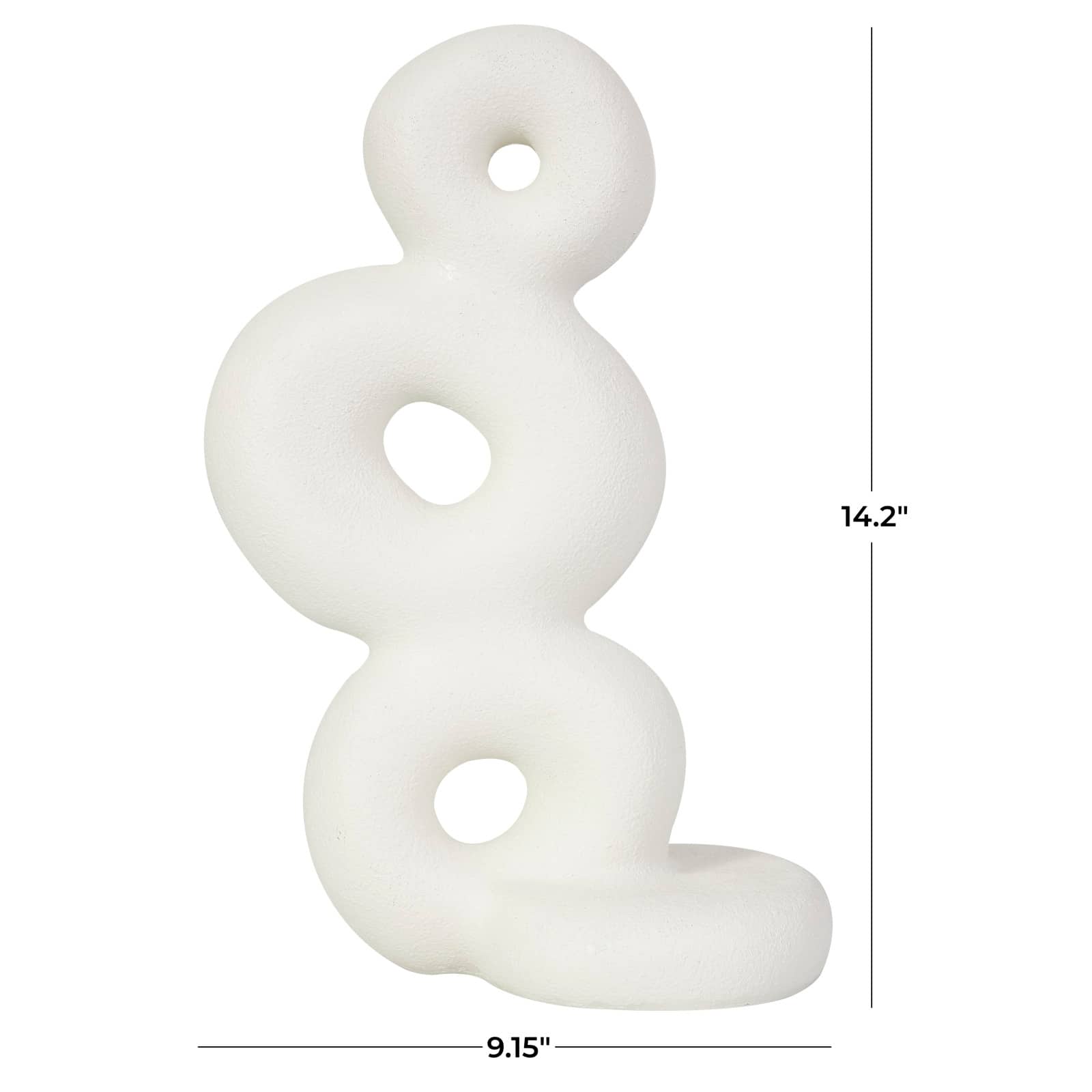 14" White Abstract Stacked Circle Ring Sculpture