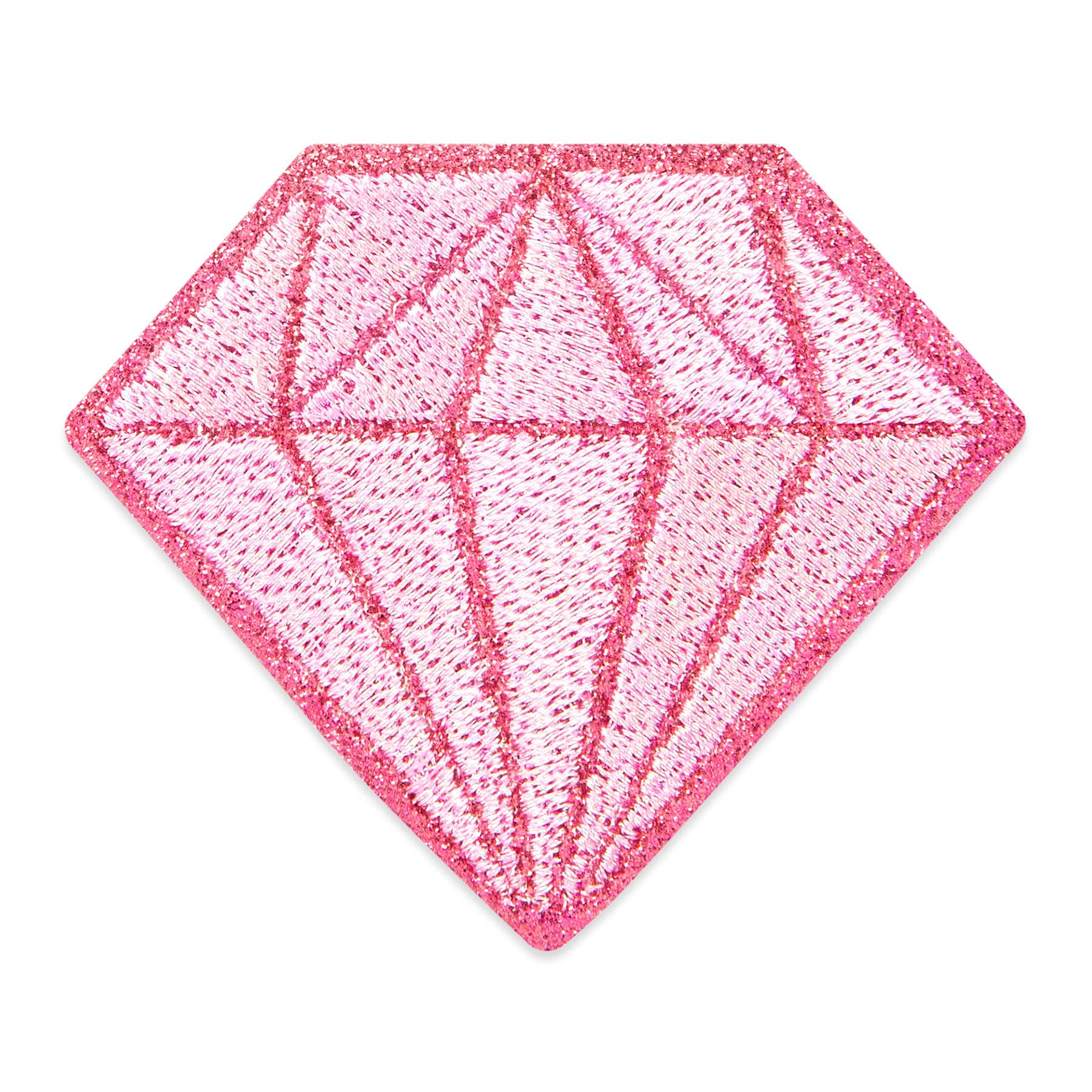 Pink Diamond Embroidered Iron-On & Adhesive Patch by Make Market®