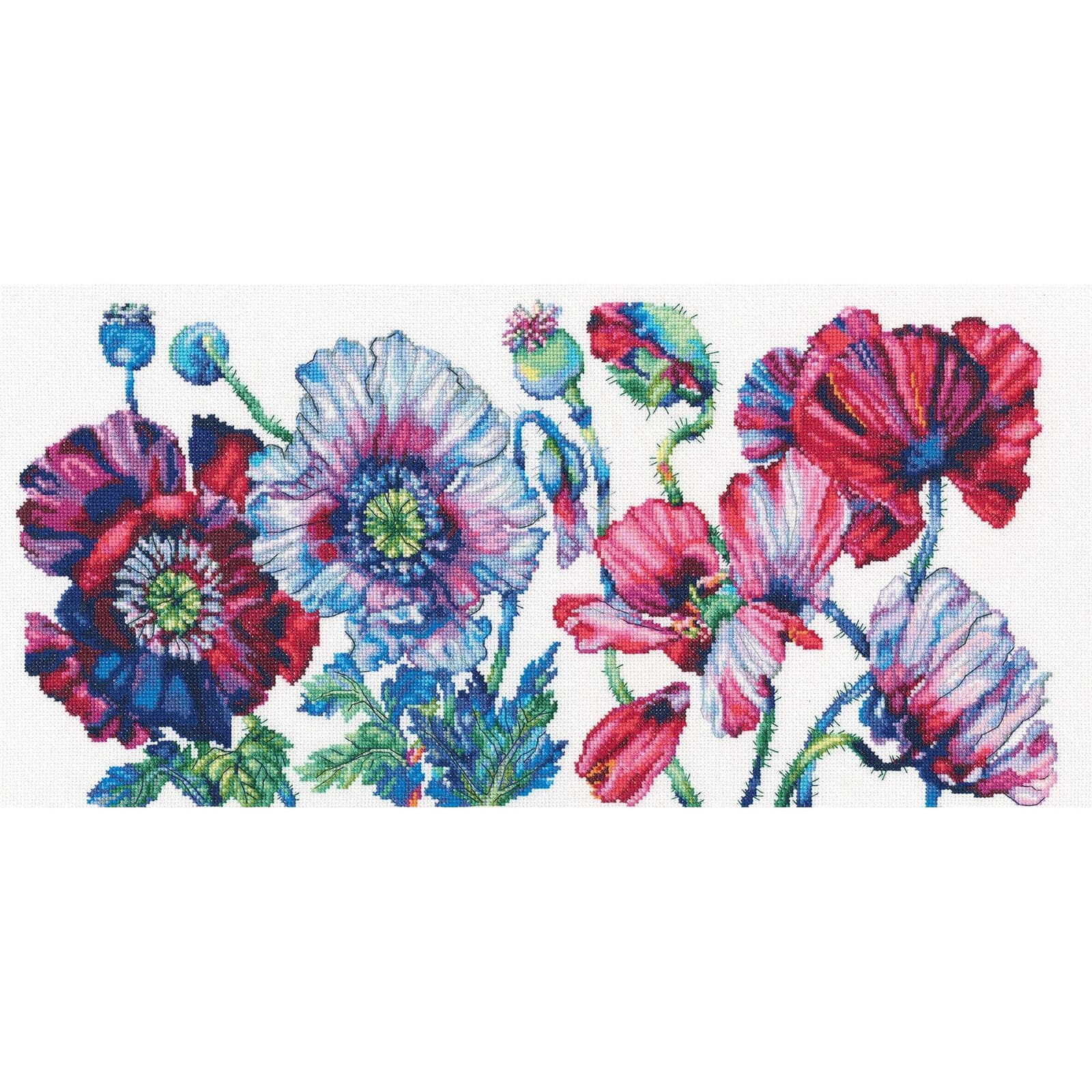 RTO Purple Poppies Counted Cross Stitch Kit