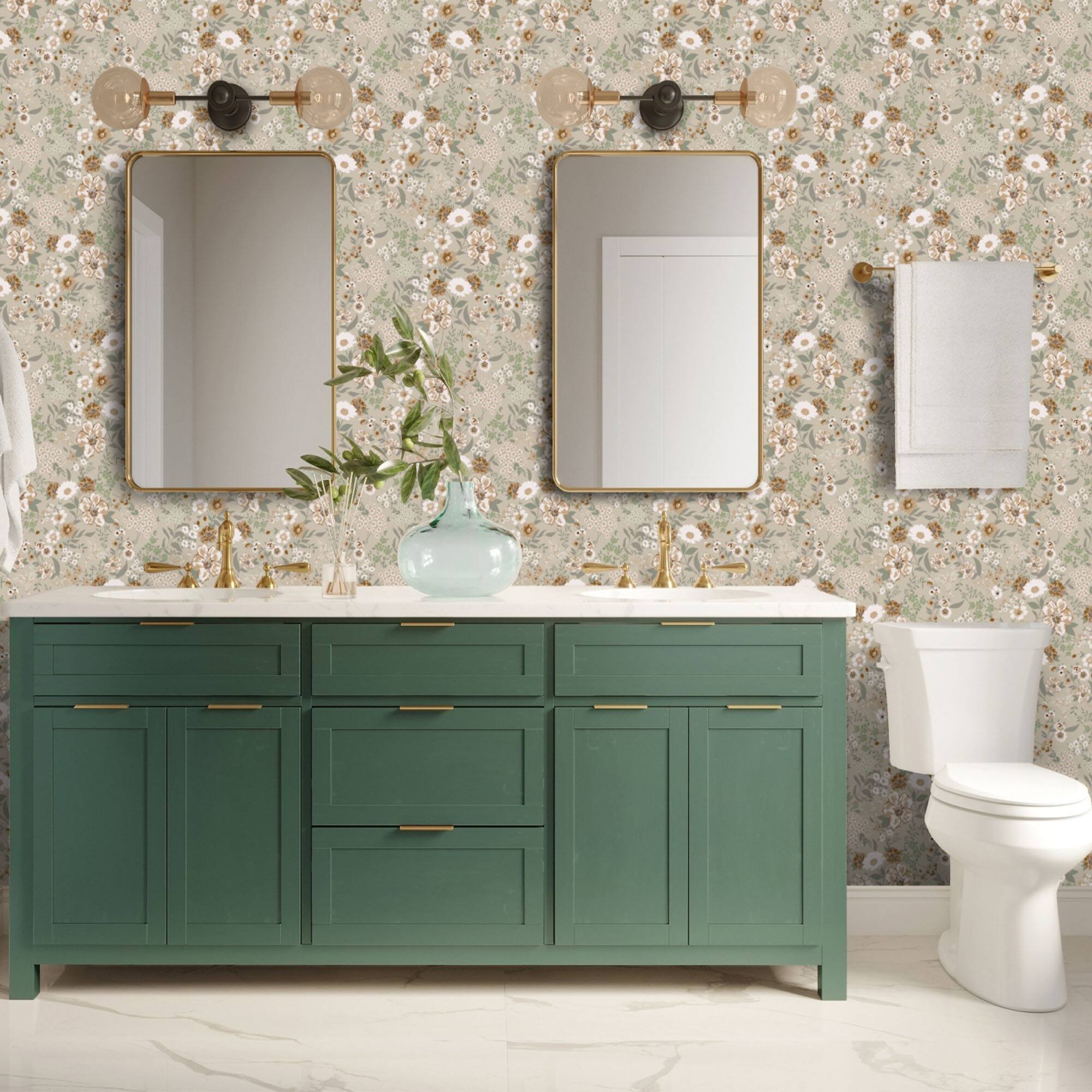 Simple Shapes Light Wildwood Meadow Floral Pre-Pasted Wallpaper Rolls, 2ct.