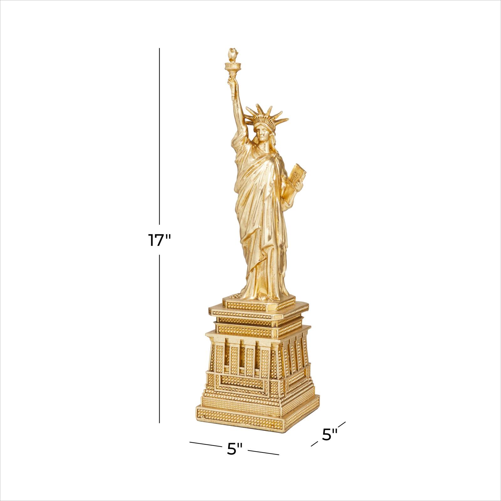 Gold Polystone Traditional Sculpture, 17" x 5" x 4"
