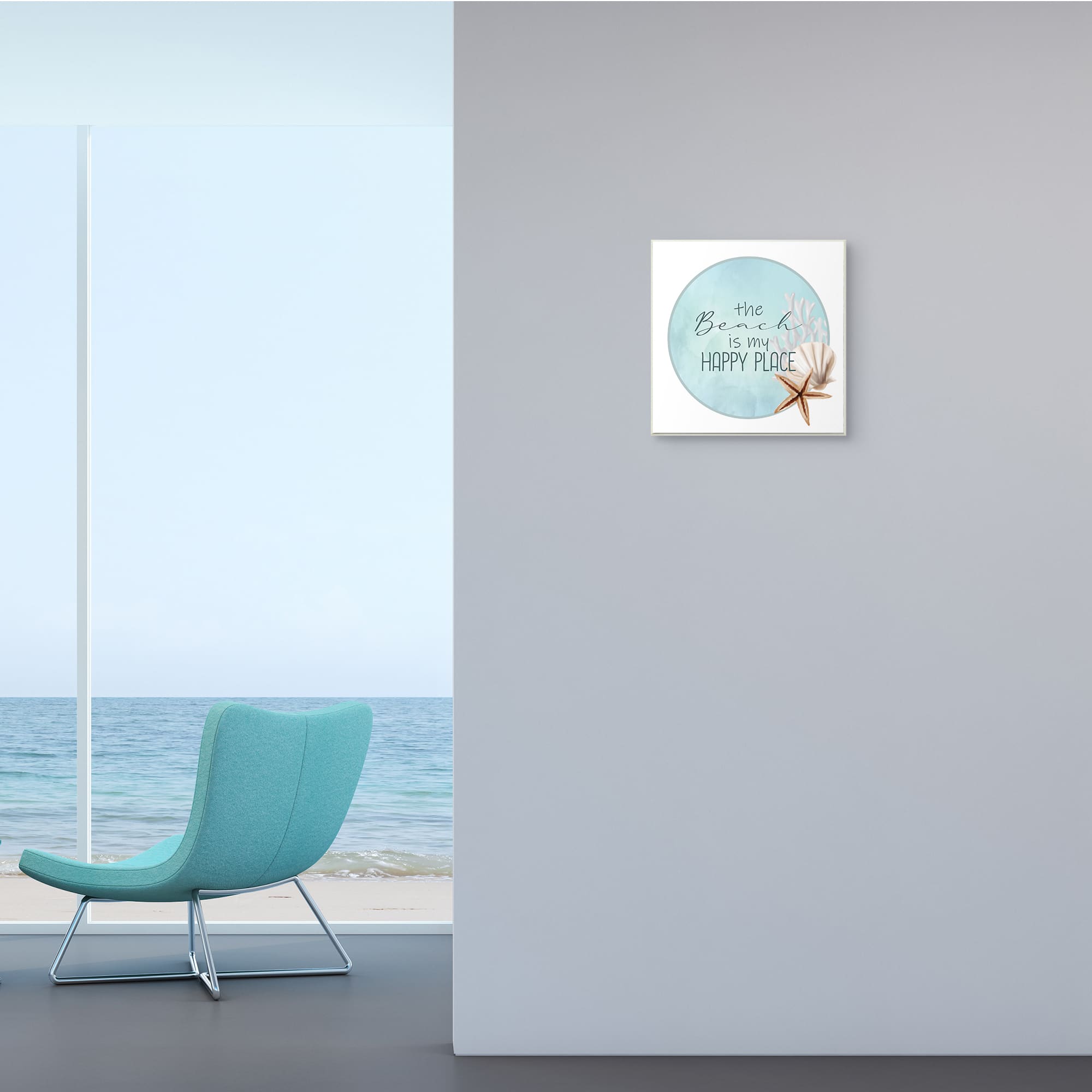 Stupell Industries Beach is my Happy Place Sentiment Shell Starfish ,12" x 12"