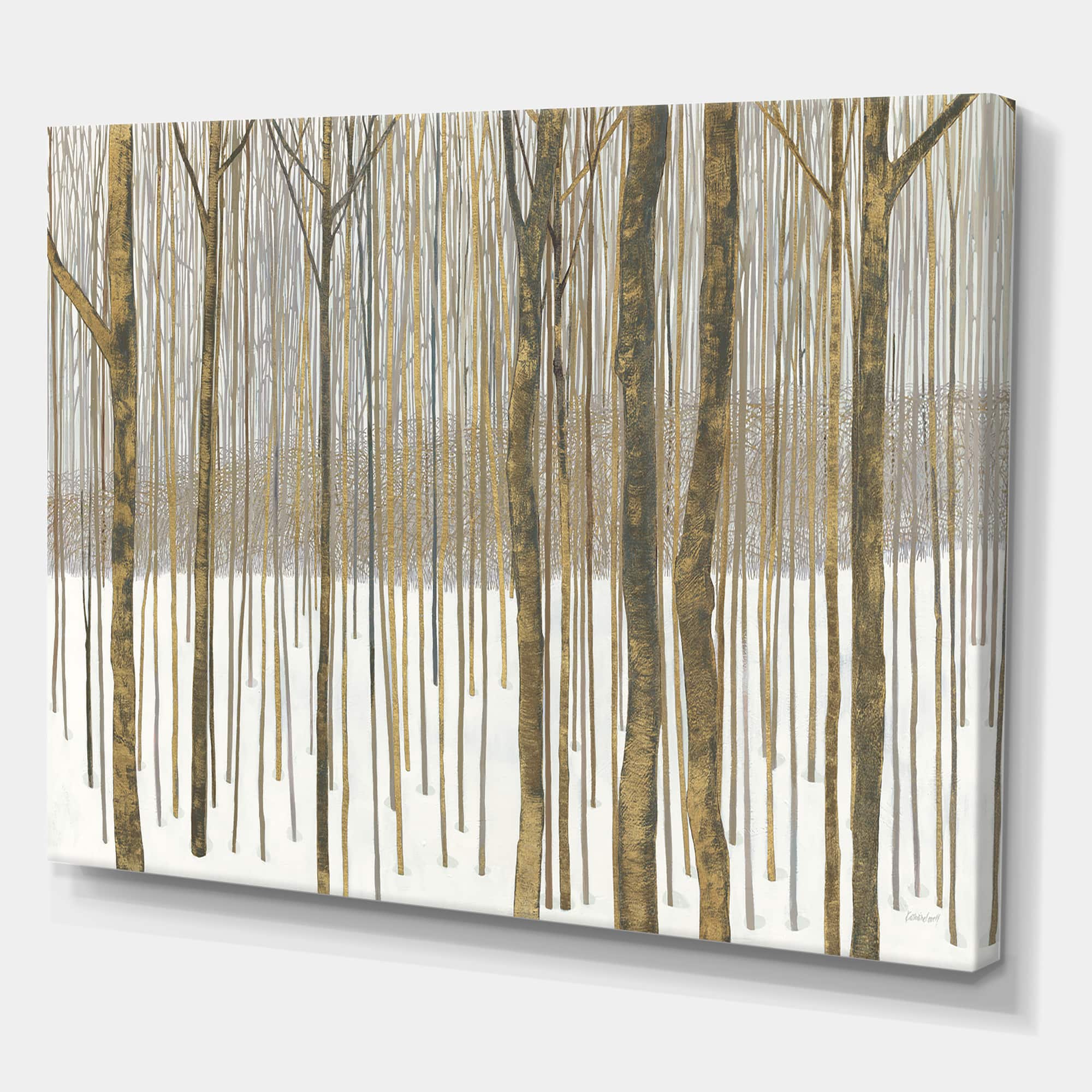 Designart - Forest in Winter Gold