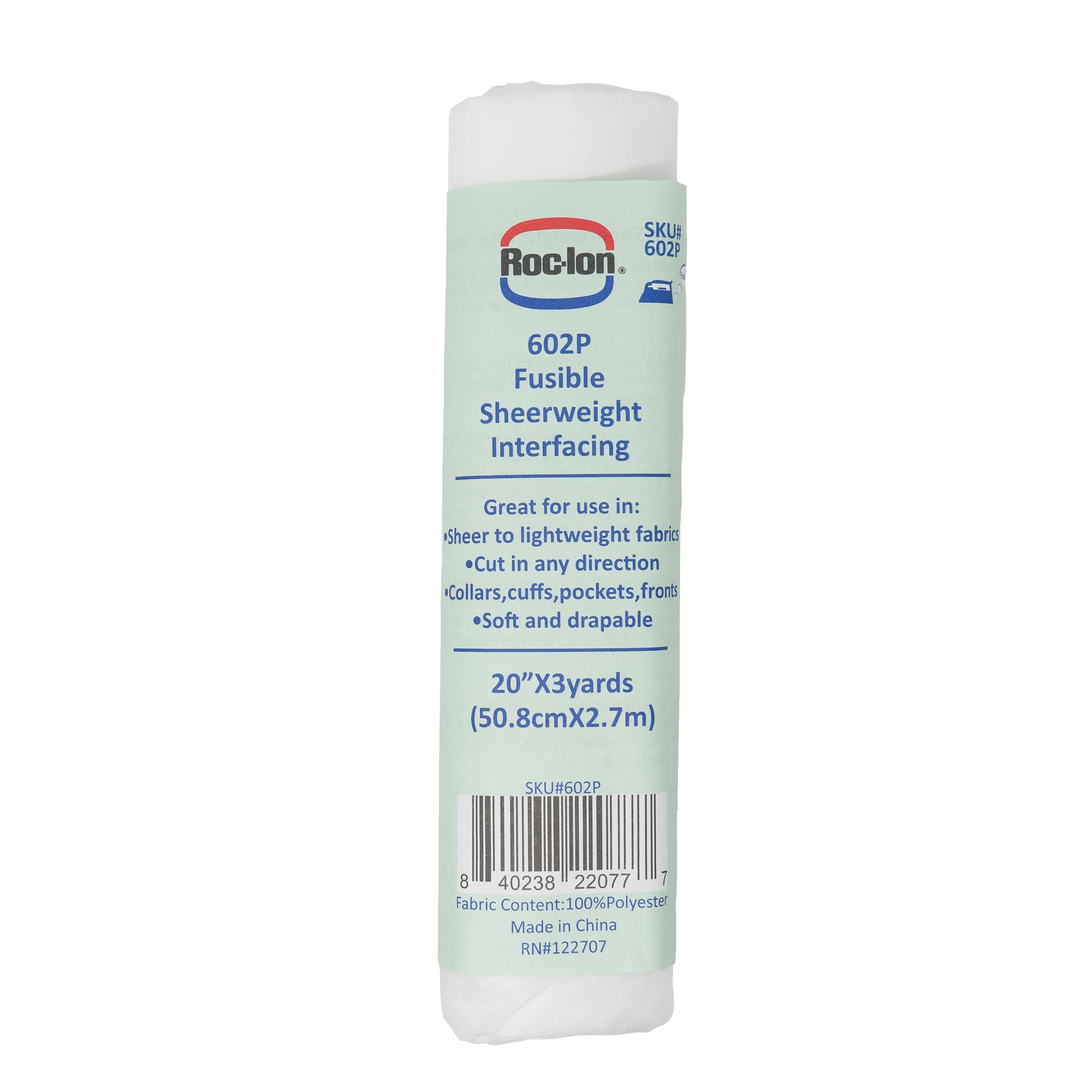 Roc-Lon 20" x 3yd. Fusible Sheerweight Polyester Interfacing