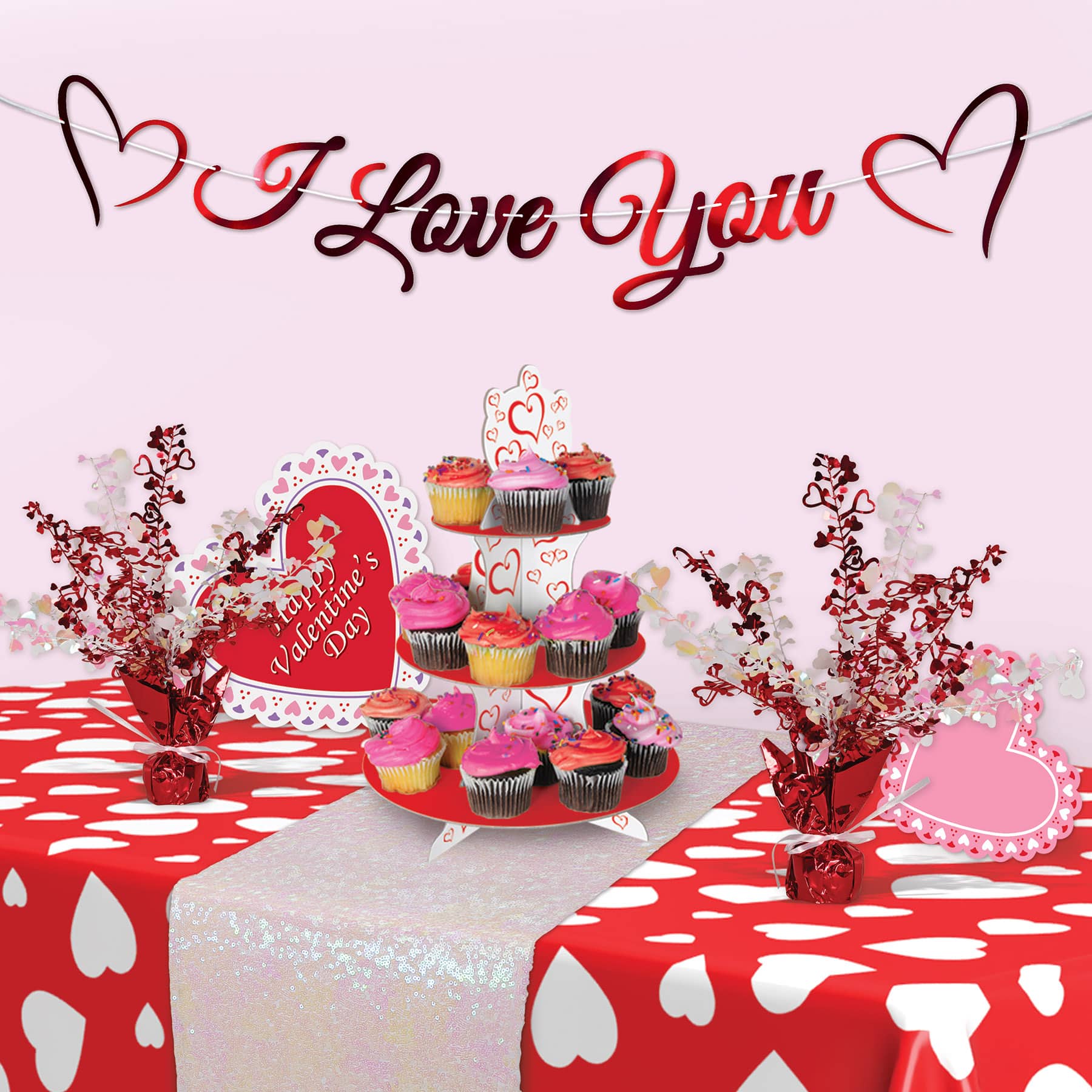 Beistle 6ft. Red Foil "I Love You" Streamer