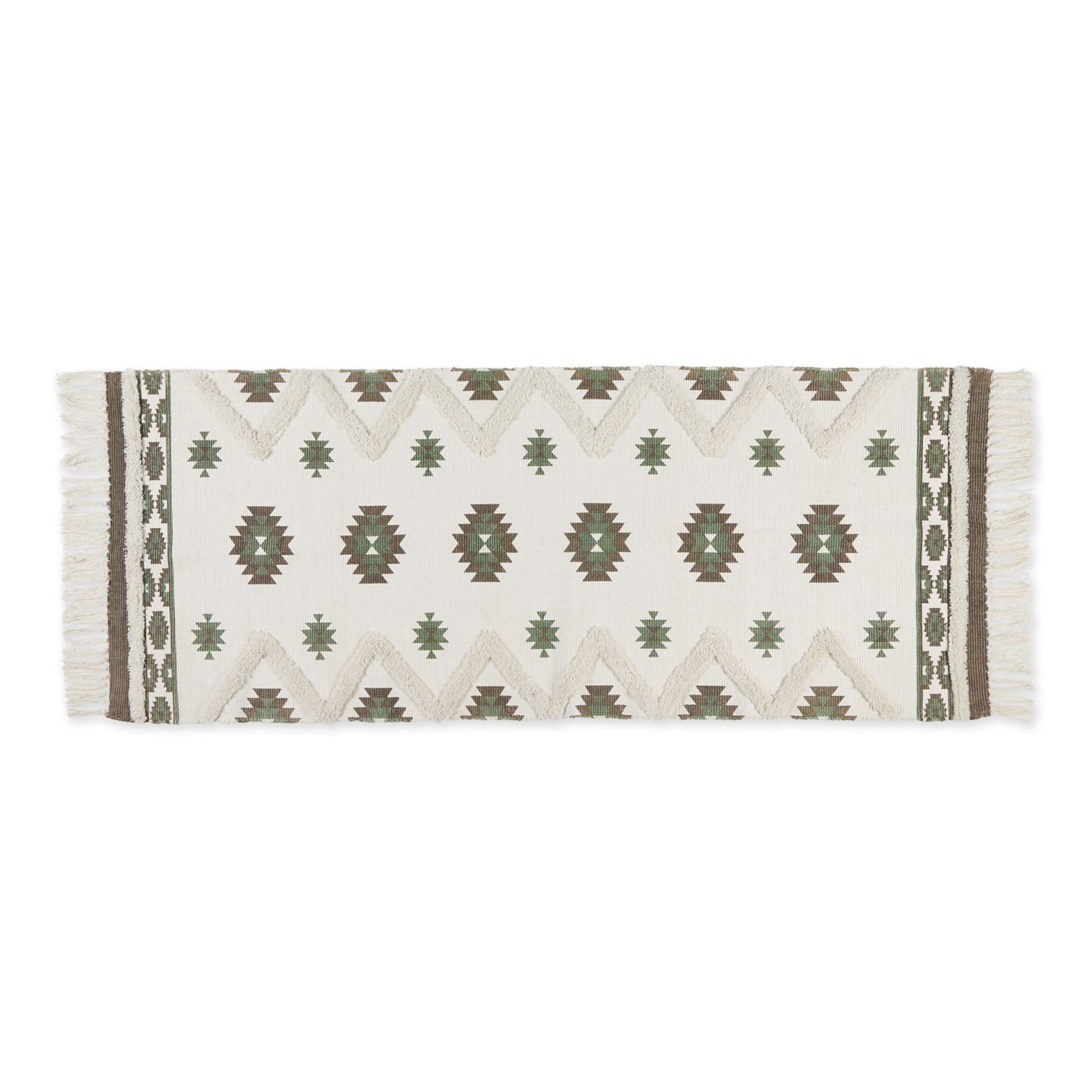 DII® Printed Off-White Hand-Loomed Shag Rug Runner