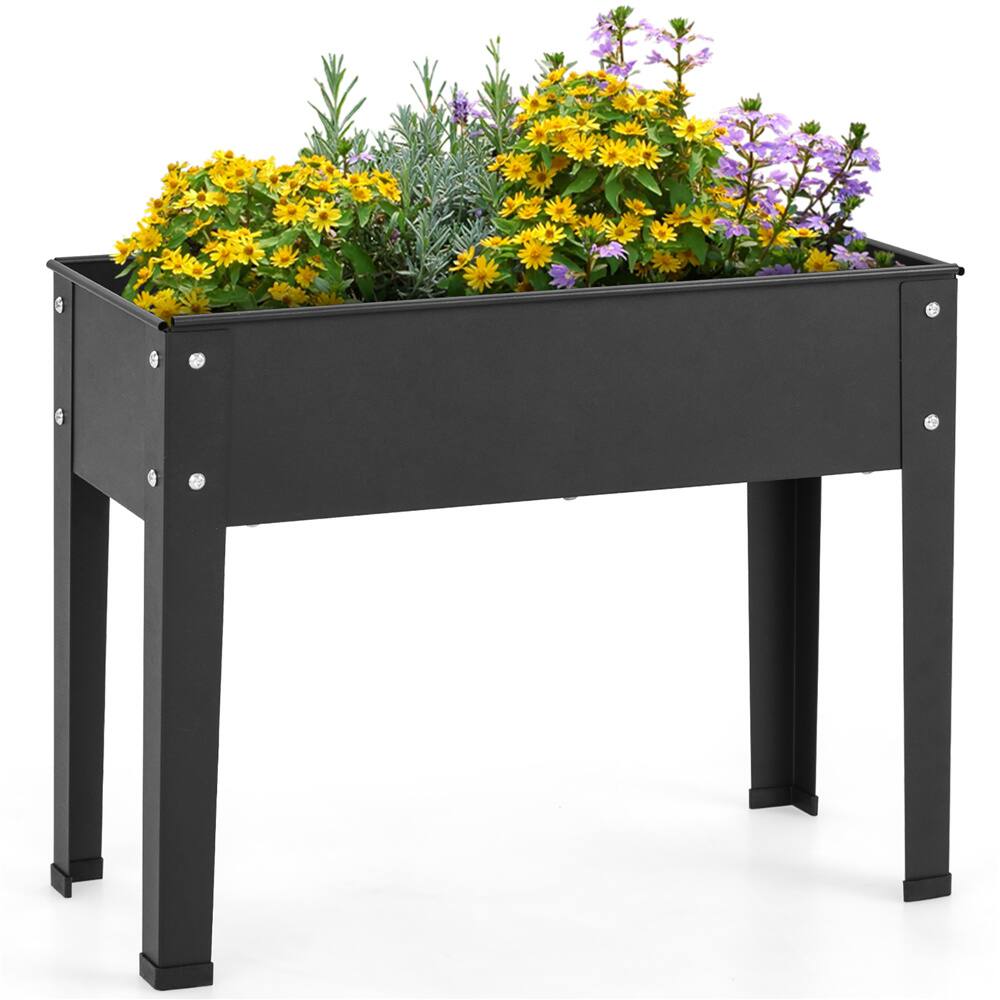 Costway 24" Metal Elevated Raised Garden Bed Planter with Legs & Drainage Hole