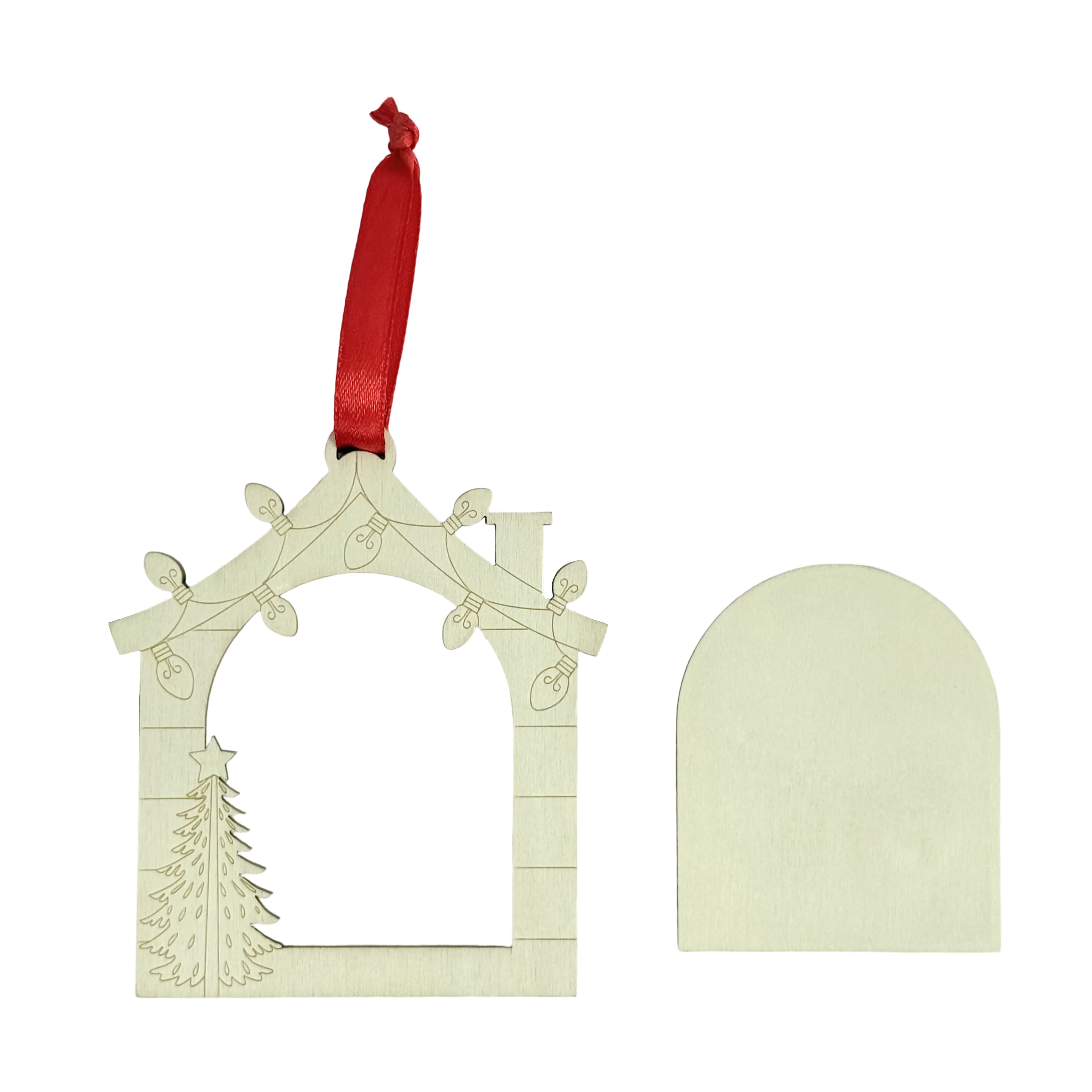 4" DIY Plywood Holiday House Ornament with Removeable Back by Make Market®