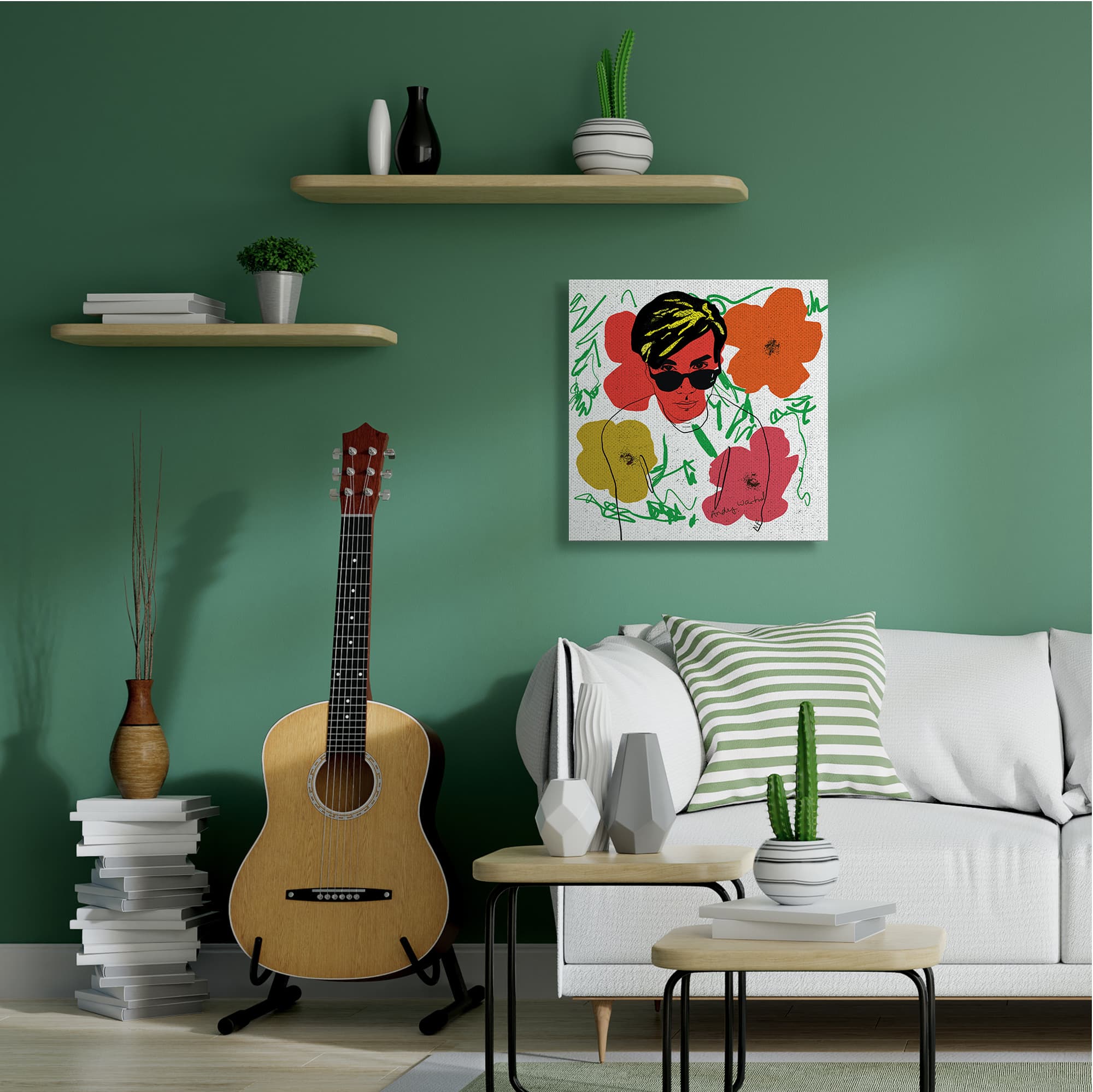 Stupell Industries Andy In Glasses Flowers Canvas Wall Art