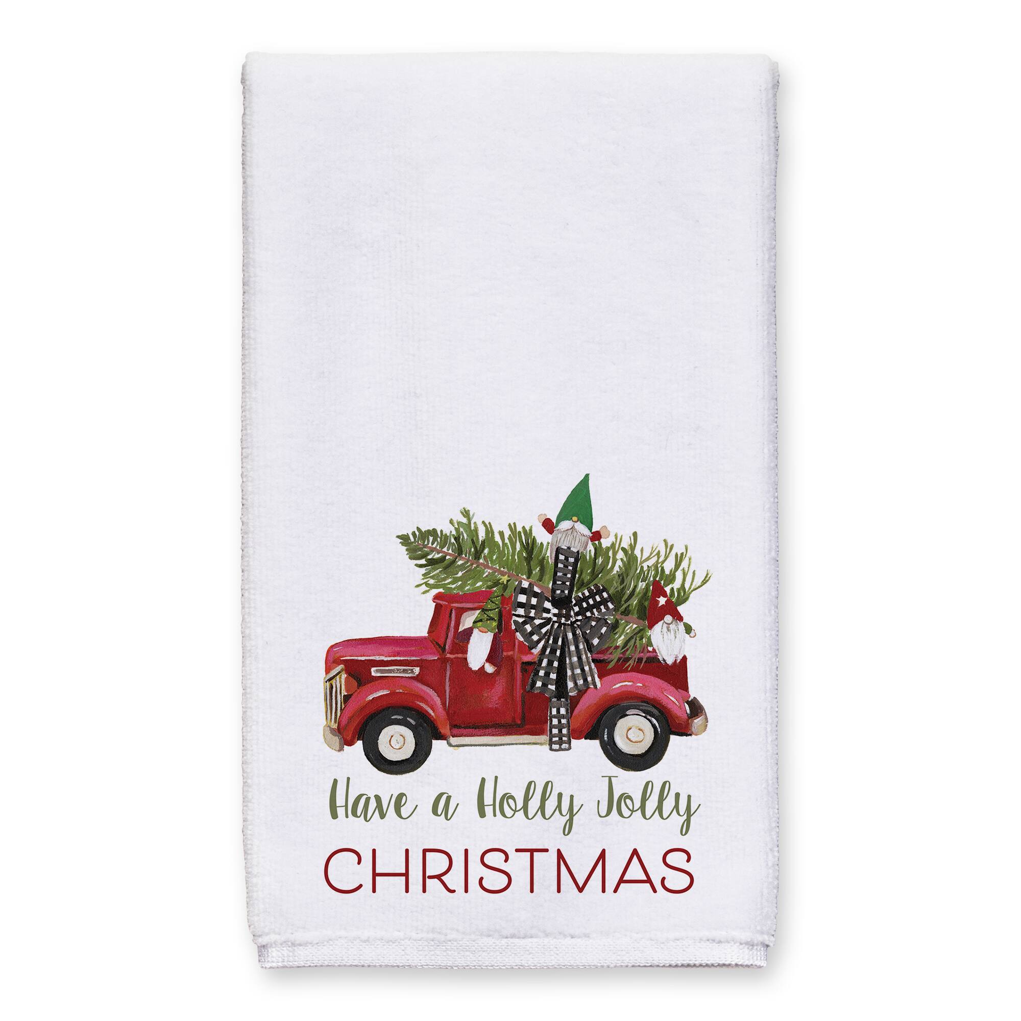 White Holly Jolly Christmas Tea Towel Set