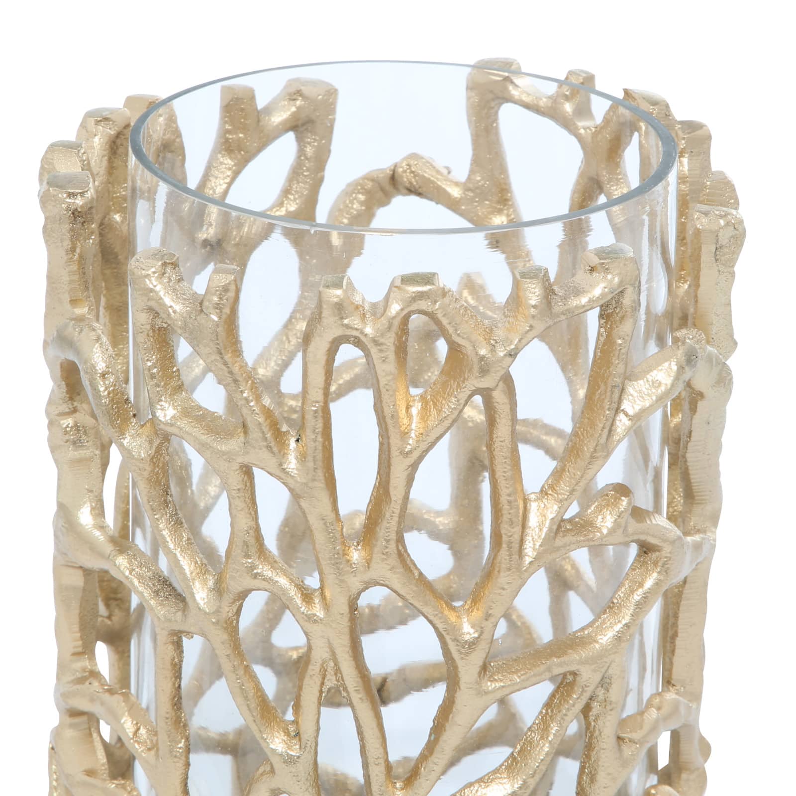 Gold Aluminum Coastal Candle Holder, 8" x 5" x 5"