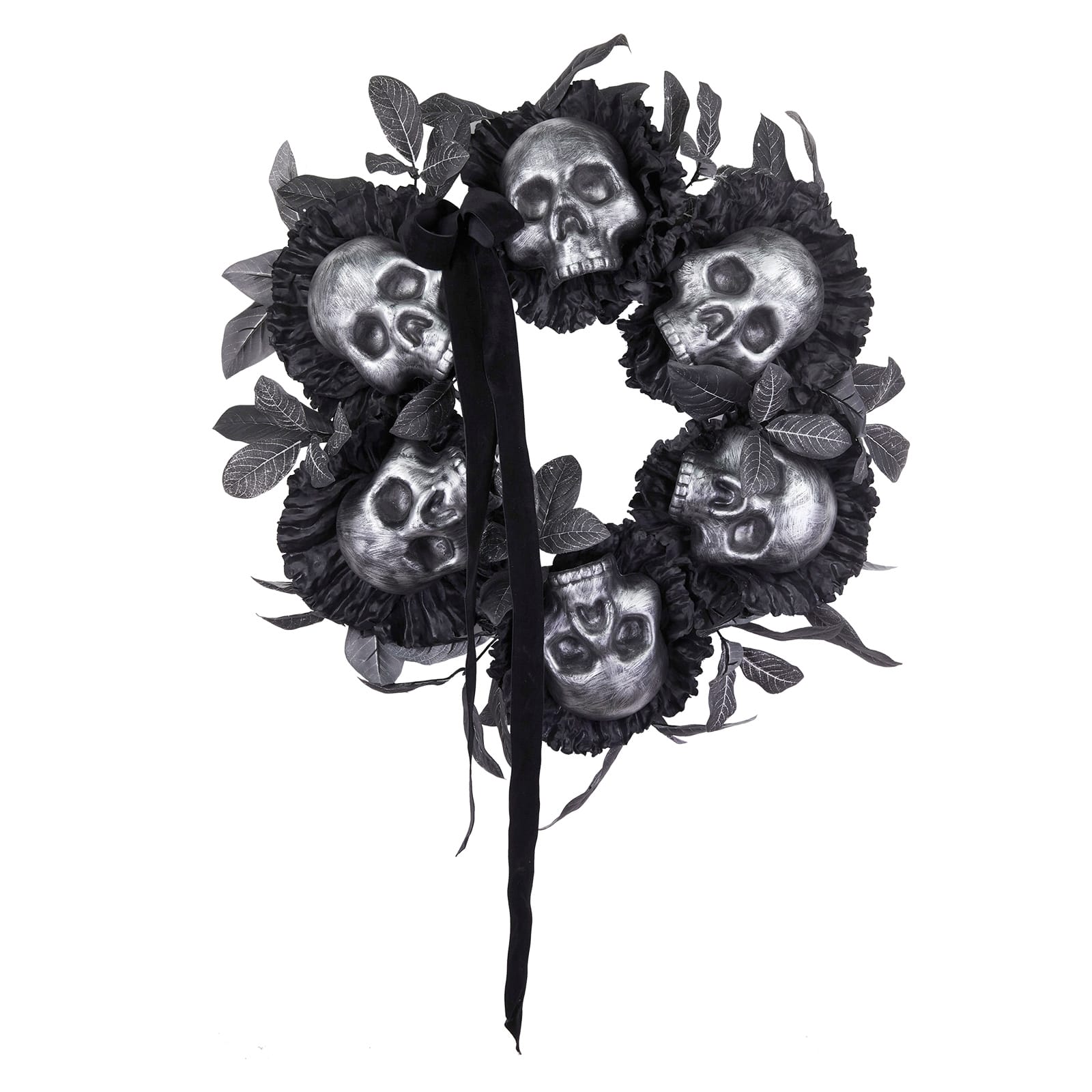 25" Black Eucalyptus & Skull Flower Wreath by Ashland®