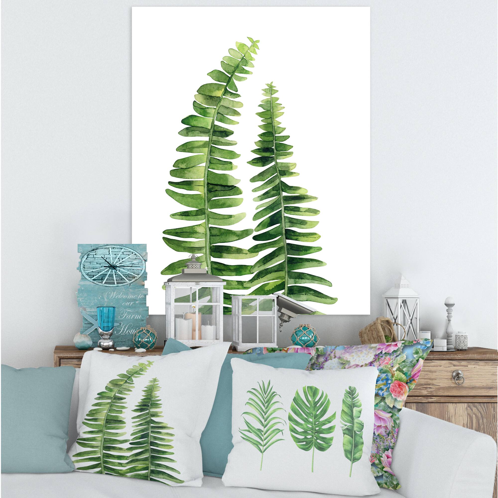 Designart - Fern Leaves Detail IV - Farmhouse Canvas Wall Art Print
