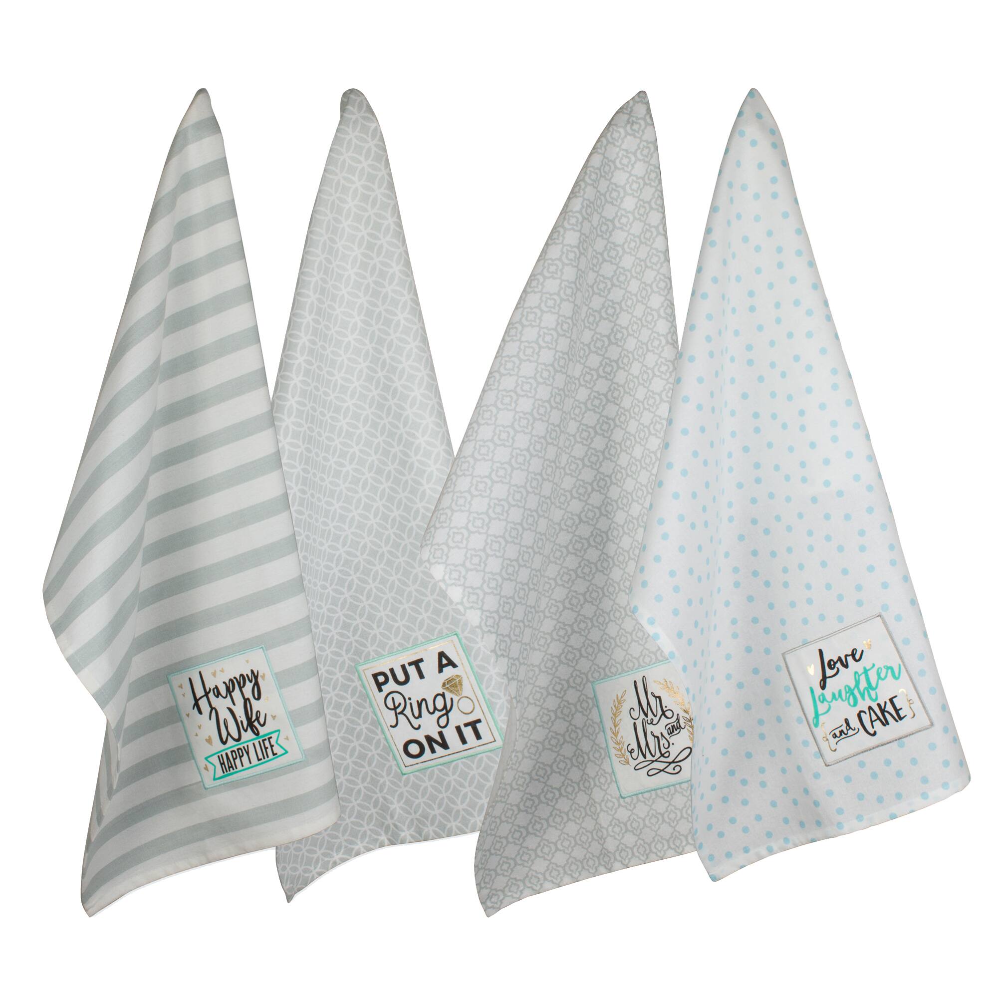 DII® Wedding Themed Embellished Dishtowels, 4ct.
