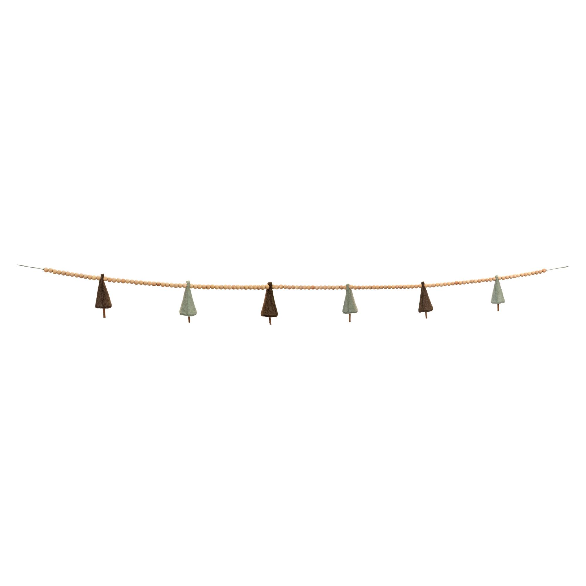 5.5ft. Wood Bead & Felt Pine Tree Garlands, 2ct.