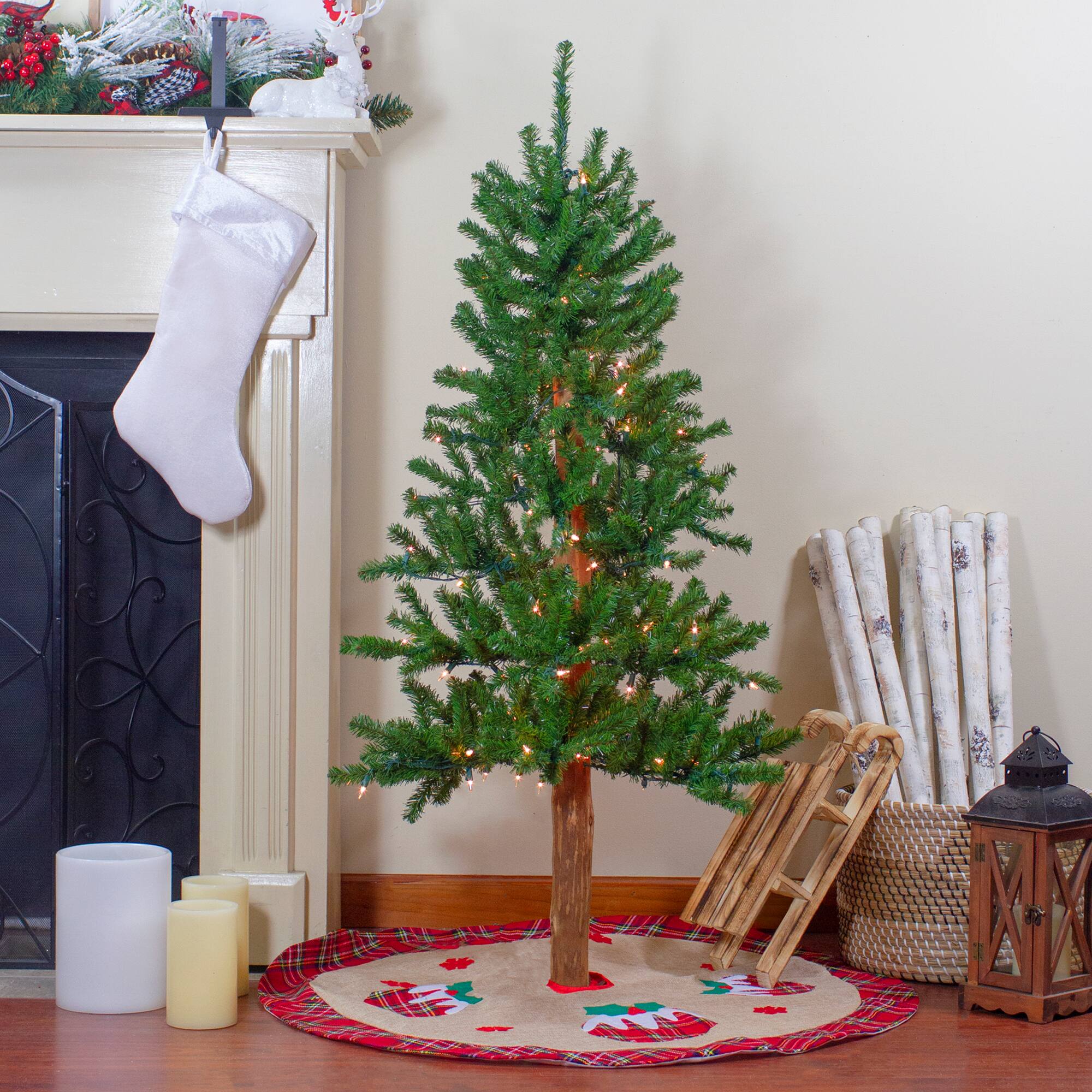 4ft. Pre-Lit Alpine Artificial Christmas Tree, Clear Lights
