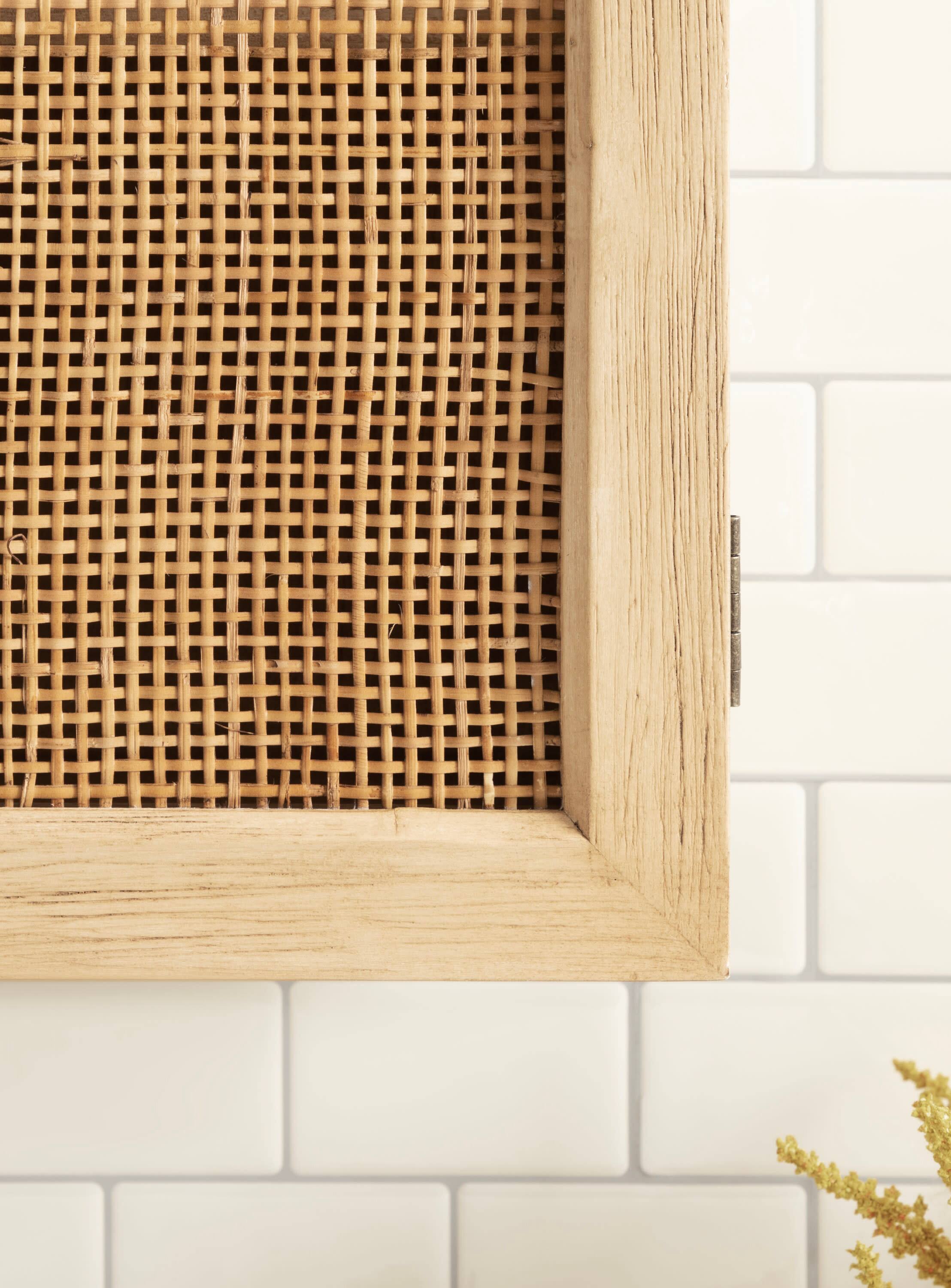 Kate and Laurel Ori Rattan Wall Cabinet