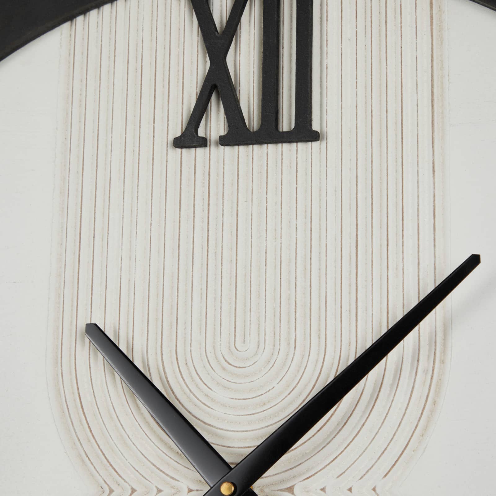 24" White Wood Art Deco Line Art Wall Clock