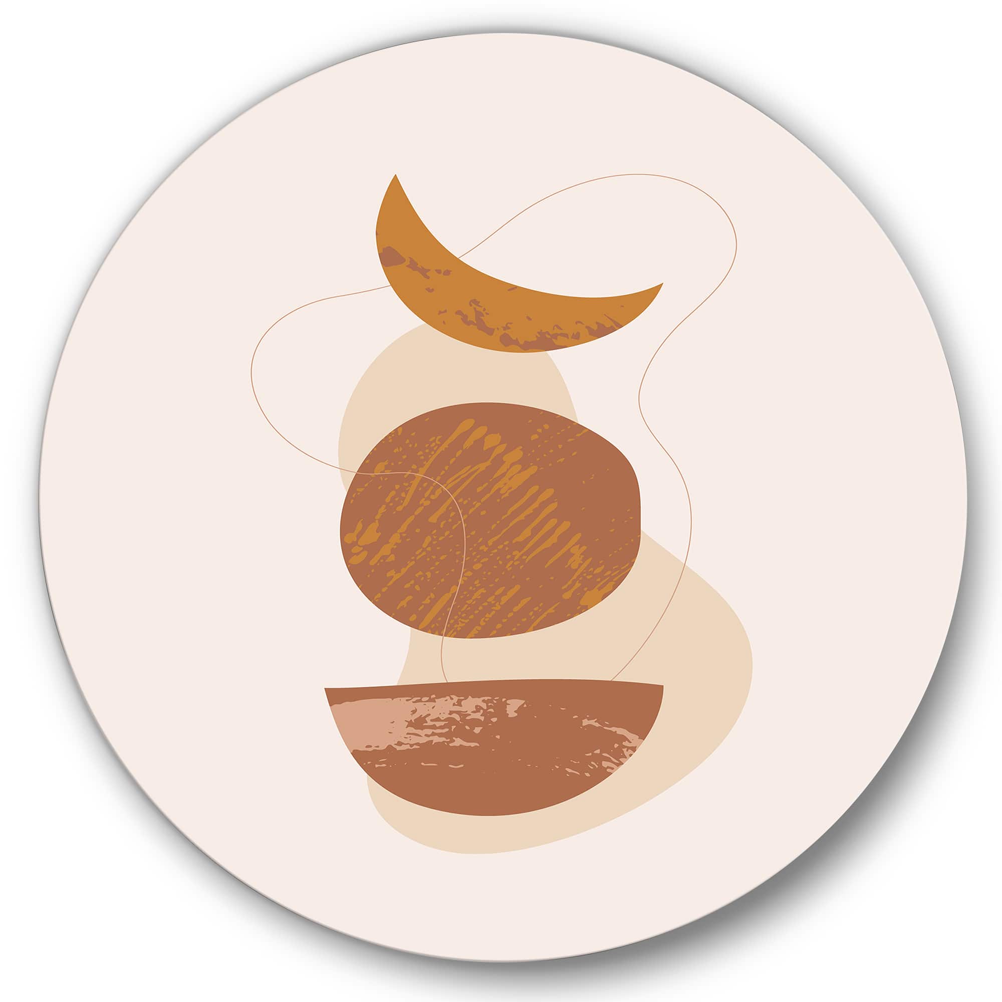 Designart - Moon and Sun Shapes In Retro Terracotta Tones I