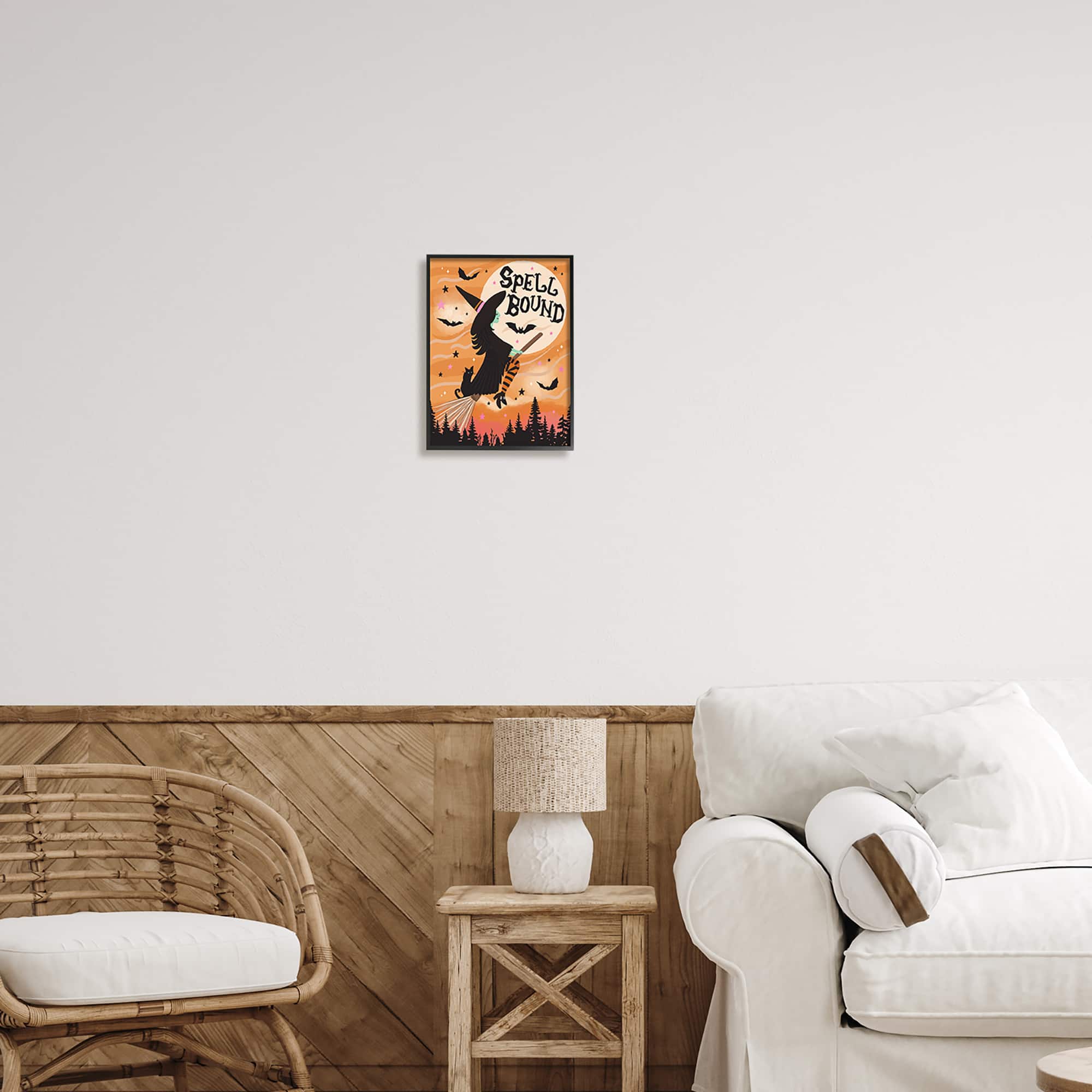Stupell Industries Spell Bound Witch Flying Moonlit Sky Framed Giclée Wall Art