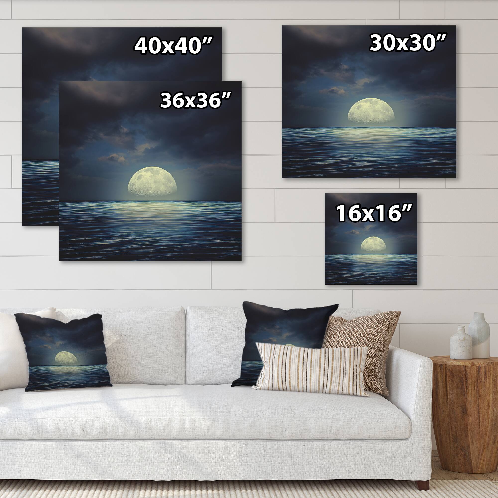 Designart - Super Moon Over The Sea II