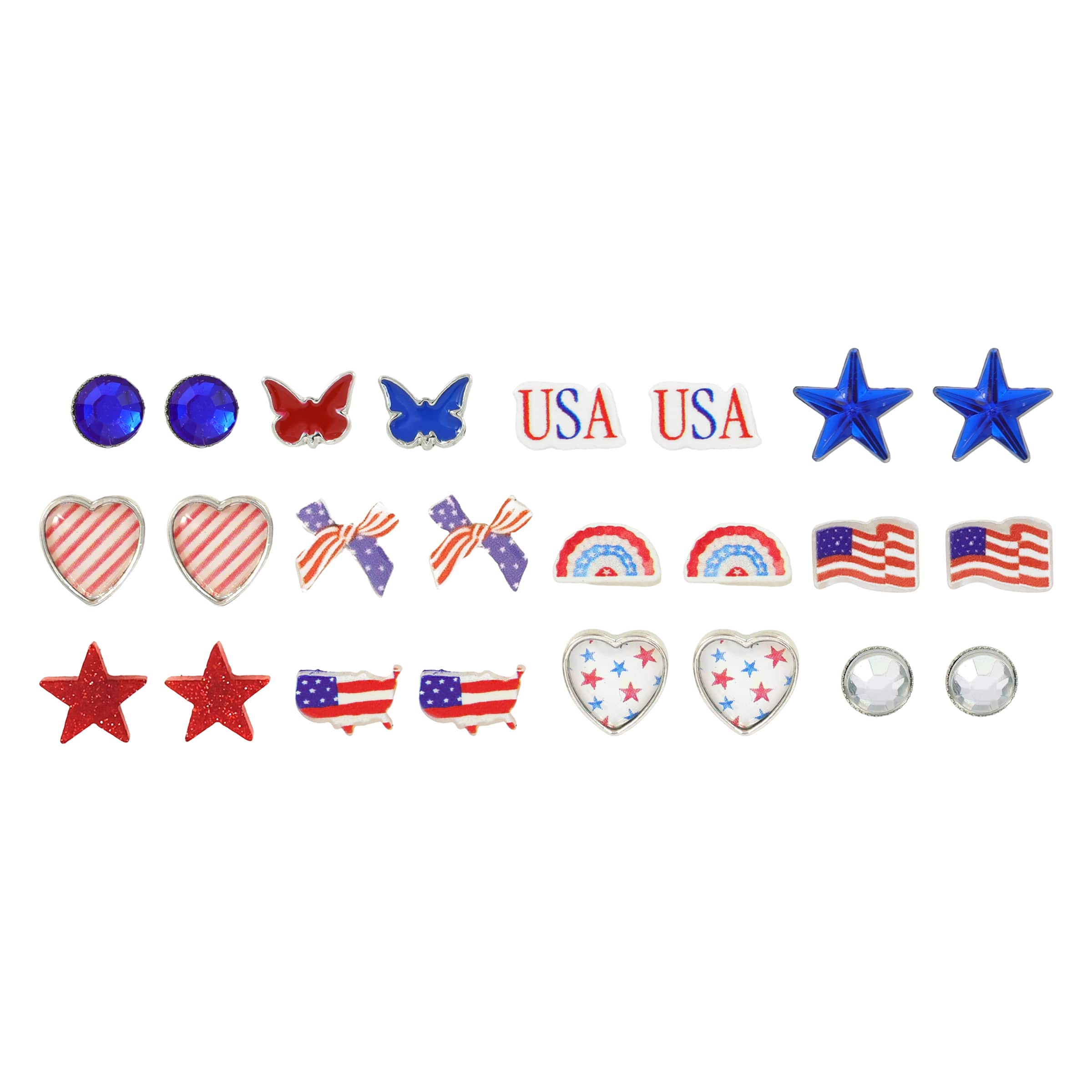 Red, White & Blue Heart, Stars, USA Earrings, 12ct. by Celebrate It™