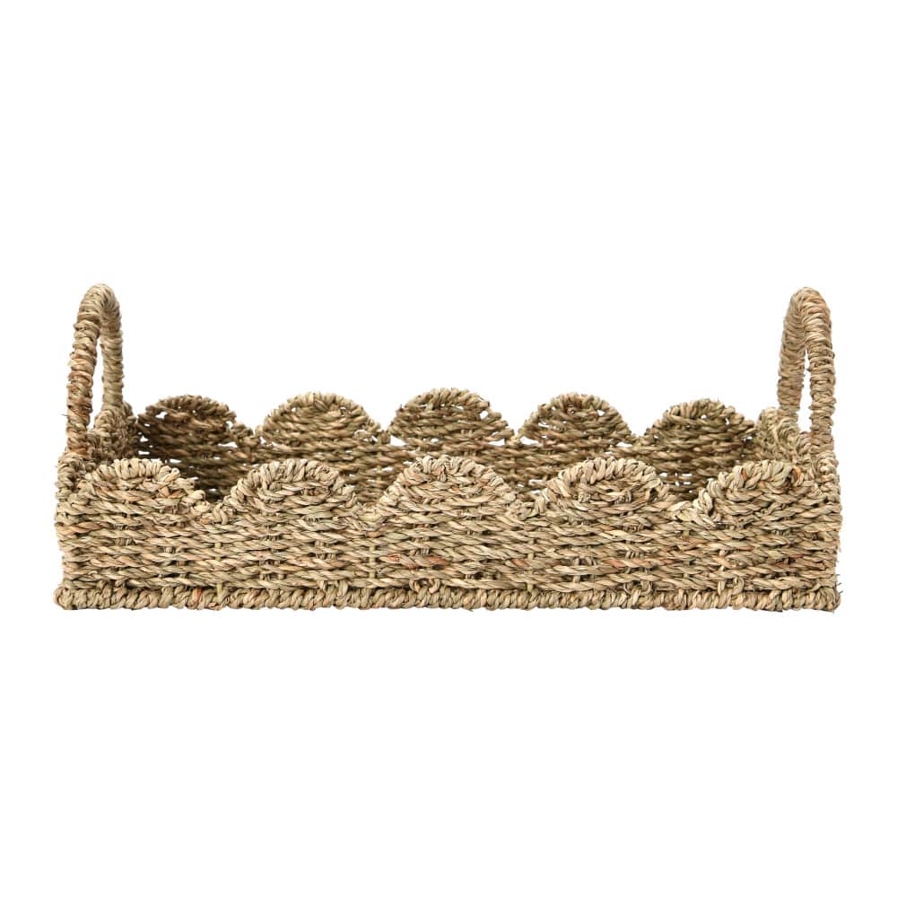 Household Essentials 14" Seagrass Tray with Scalloped Edge