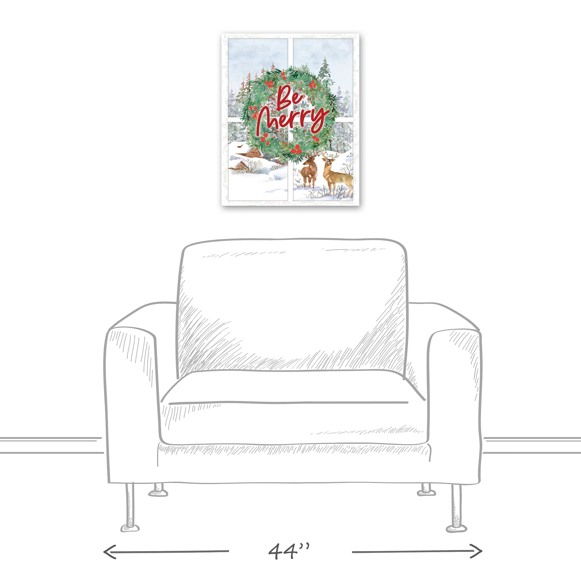 Be Merry Winter Window 16x20 Canvas Wall Art
