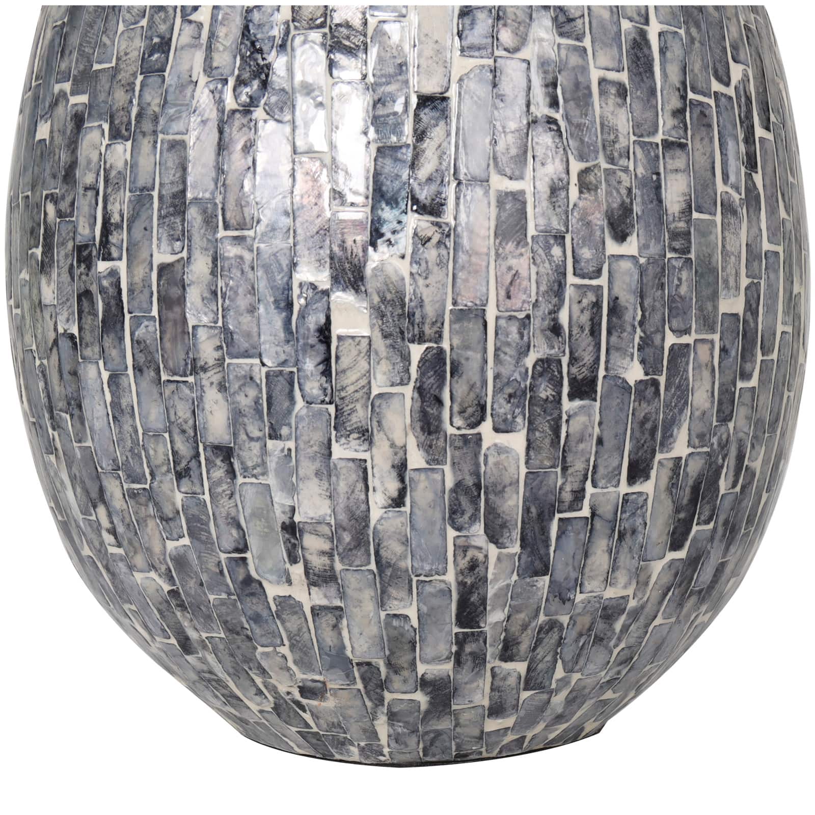 12" Gray Mother of Pearl Handmade Mosaic Inspired Vase